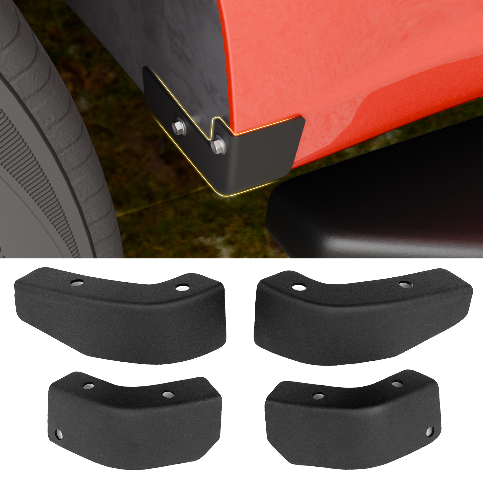 Maxzina Carbon Steel Mud Flap Delete Kit for 2021-2026 Ford F150 (4PCS) | Front & Rear Tough Mud Guard Delete Fender Cap Replacement for 2025 F-150 2WD 4WD (Not for Raptor) Accessories