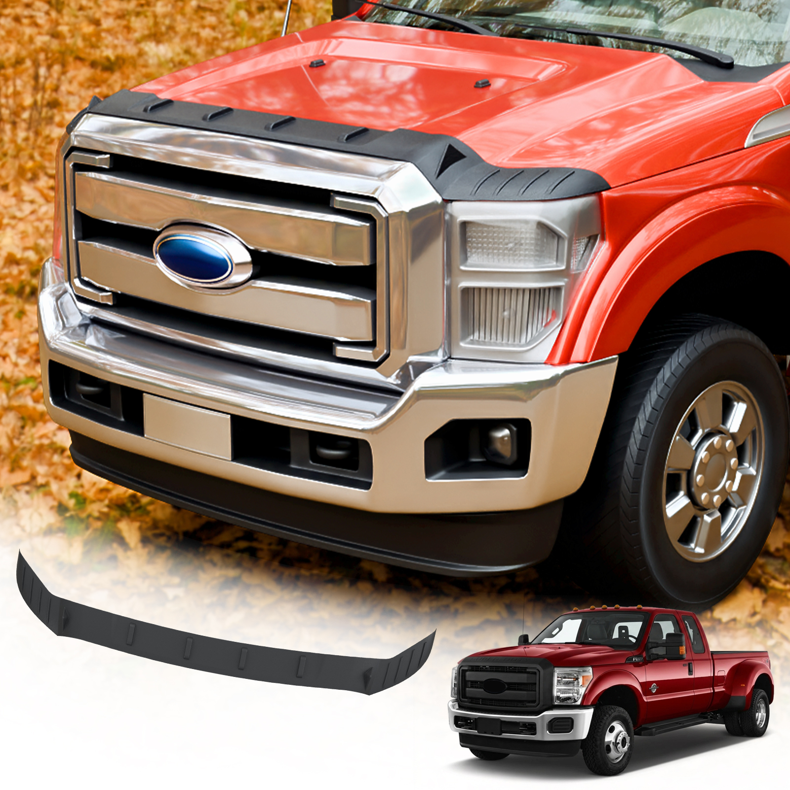 Maxzina Hood Protector for 2011-2016 Ford F250 F350 F450 F550 Matte Black Flexible Hood Shield Bug Deflector Stone Guard Bonnet Shield for F-250 F-350 F-450 F-550 Super Duty Accessories