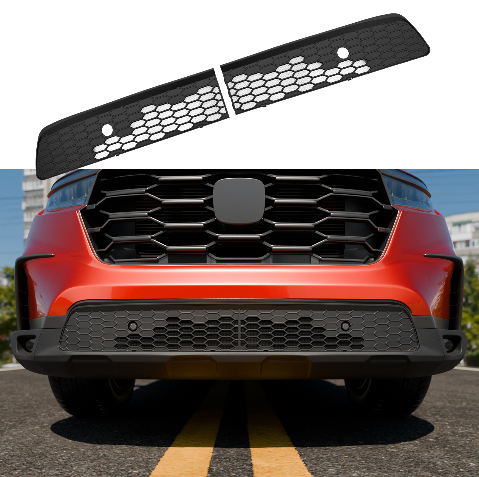 Maxzina Front Bumper Mesh Cover Compatible with 2023-2025 Honda Pilot Front Grill Mesh Cover Lower Grille Guard Air Intake Grid Insert Protection ABS Plastic Bug Deflector for 2024 Pilot Accessories