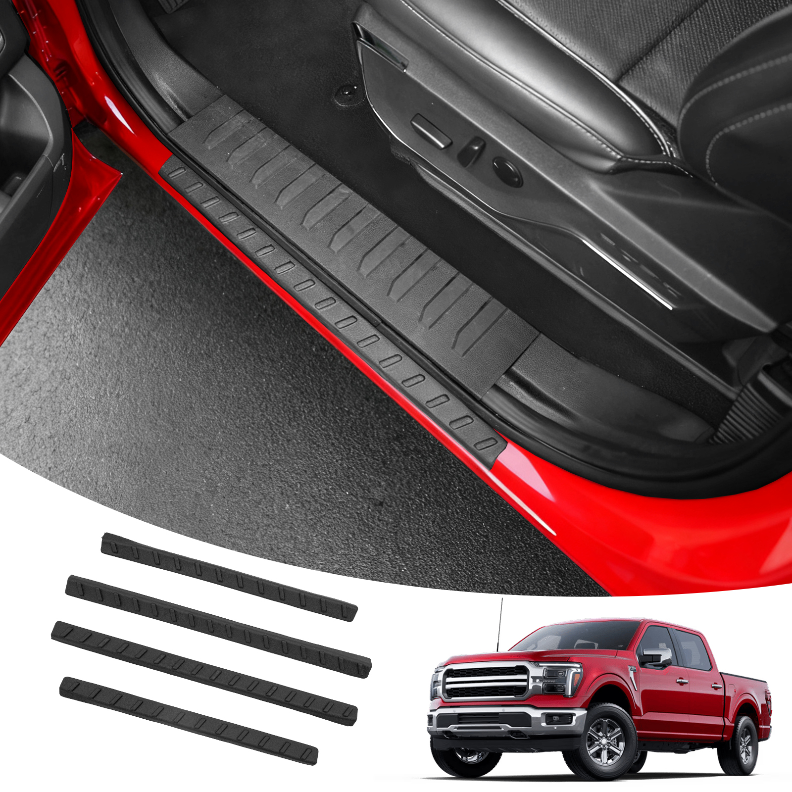 Maxzina Door Sill Protector Compatible with 2021-2024 2025 2026 Ford F150 Side Step Protector Side Edge Step Guard Car Door Dust Shield Cover