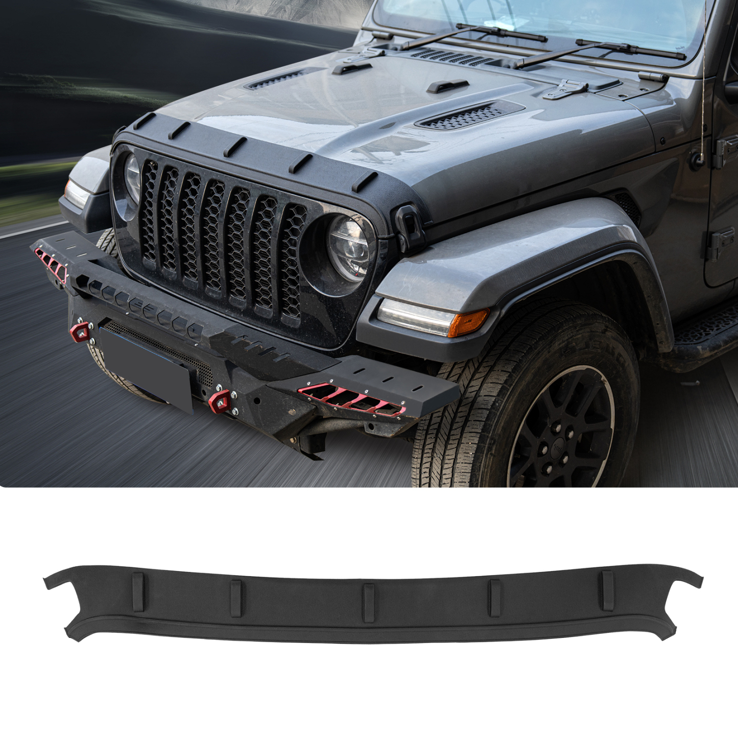 Maxzina TPE Hood Protector Compatible with 2020+ Jeep Gladiator JT 2018+ Jeep Wrangler JL Hood Shield TPE Hood Deflector Hood Guard for 2025 2026 Gladiator Wrangler JL Accessories