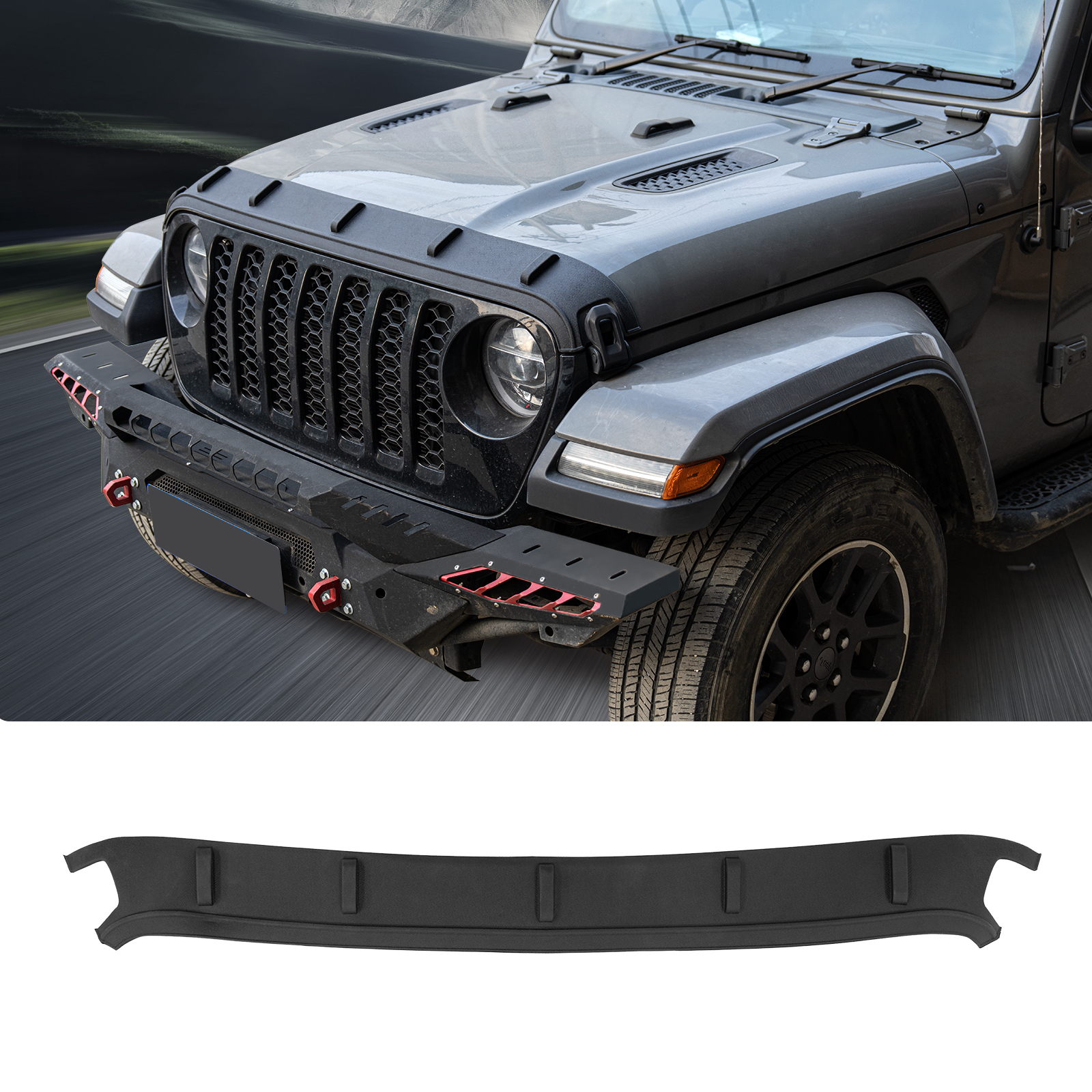 Maxzina TPE Hood Protector Compatible with 2020+ Jeep Gladiator JT 2018+ Jeep Wrangler JL Hood Shield TPE Hood Deflector Hood Guard for 2025 2026 Gladiator Wrangler JL Accessories