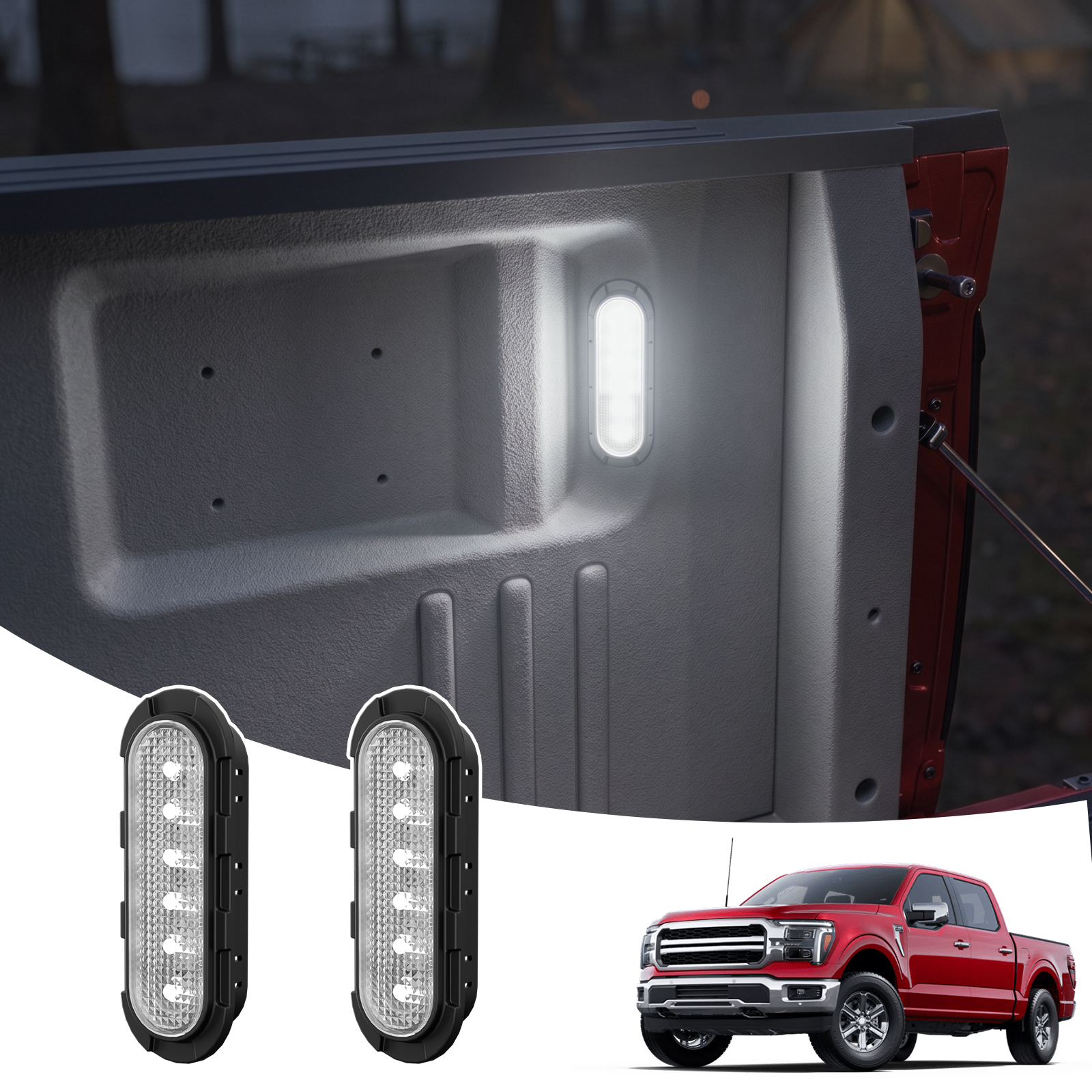 Maxzina Truck Bed Light Kit Compatible with 2021+ Ford F150 Plug & Play LED Bed Lights Truck Bed Lighting Kit 6000K IP67 Cargo Lamps for 2022-2026 Ford F-150 Lightning Accessories