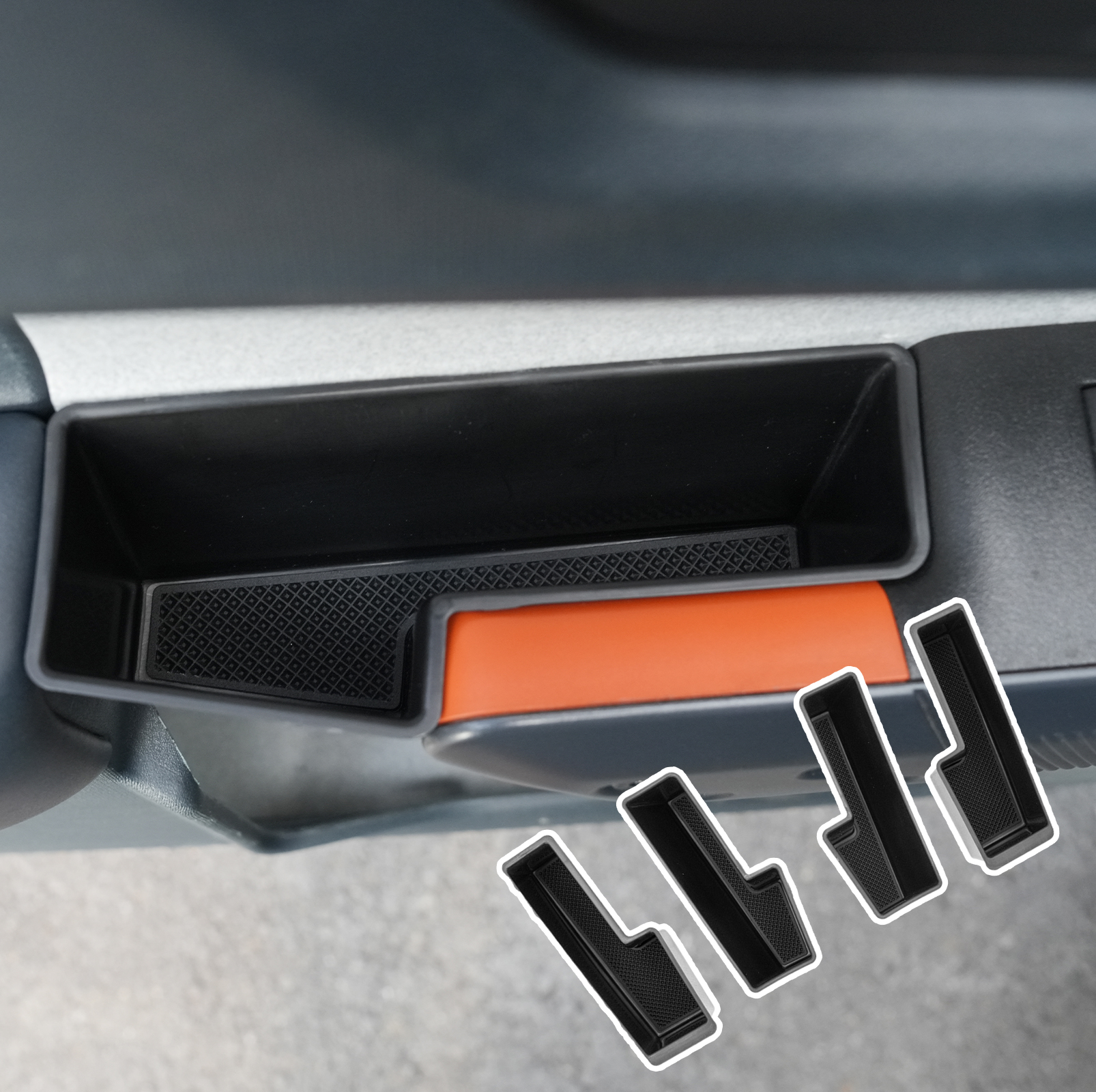 Maxzina Door Handle Storage Compatible with 2022-2026 Ford Maverick ABS Plastic Door Side Storage Tray with PVC Pads Side Organizer