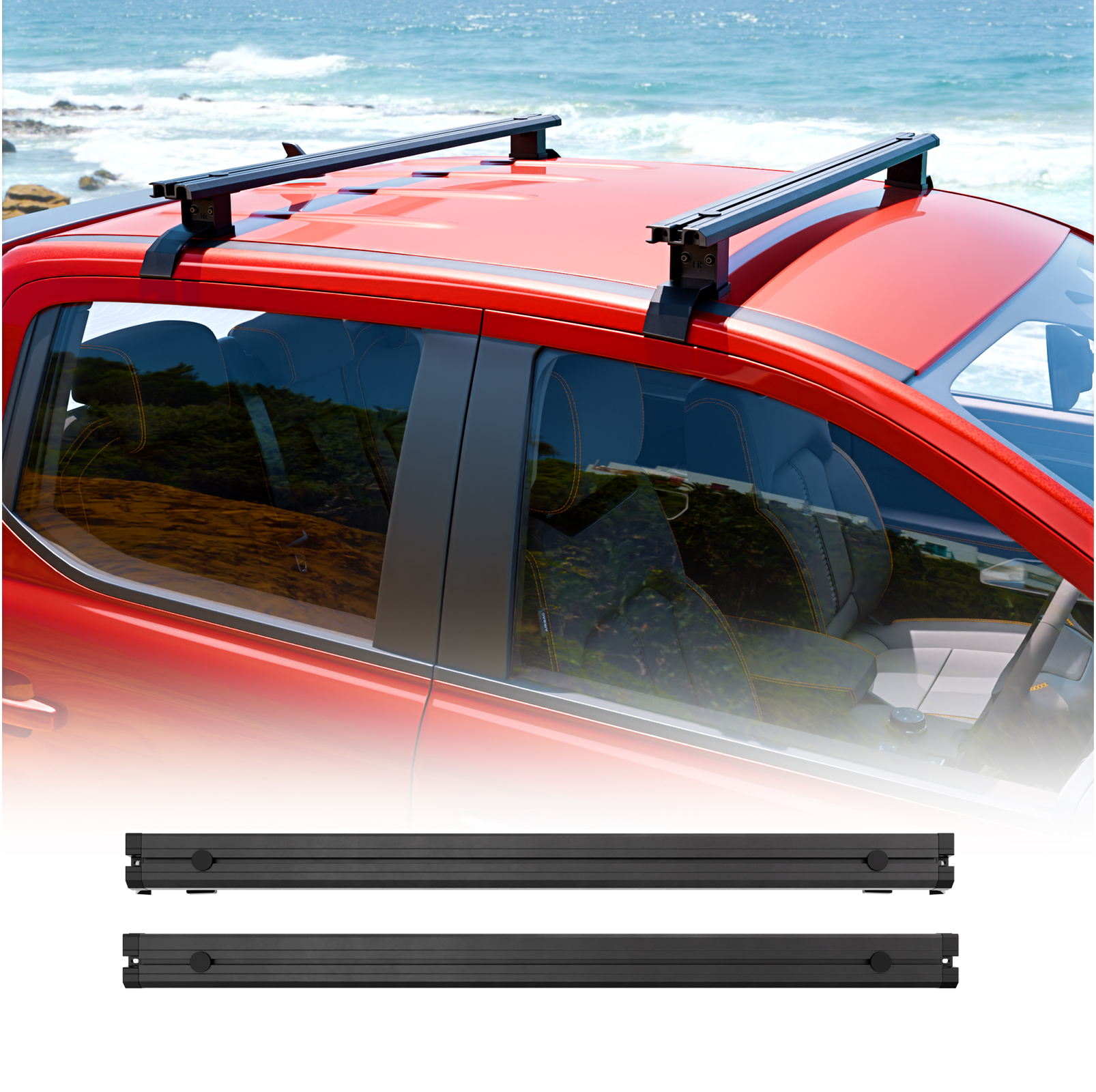 Maxzina 220lbs Roof Rack Cross Bars Compatible with 2019-2026 Ford Ranger | 48'' Aluminum Alloy T-Slot Truck Crossbars Roof Rack Rails Rooftop Luggage Cargo Carrier for 2025 Ranger Accessories