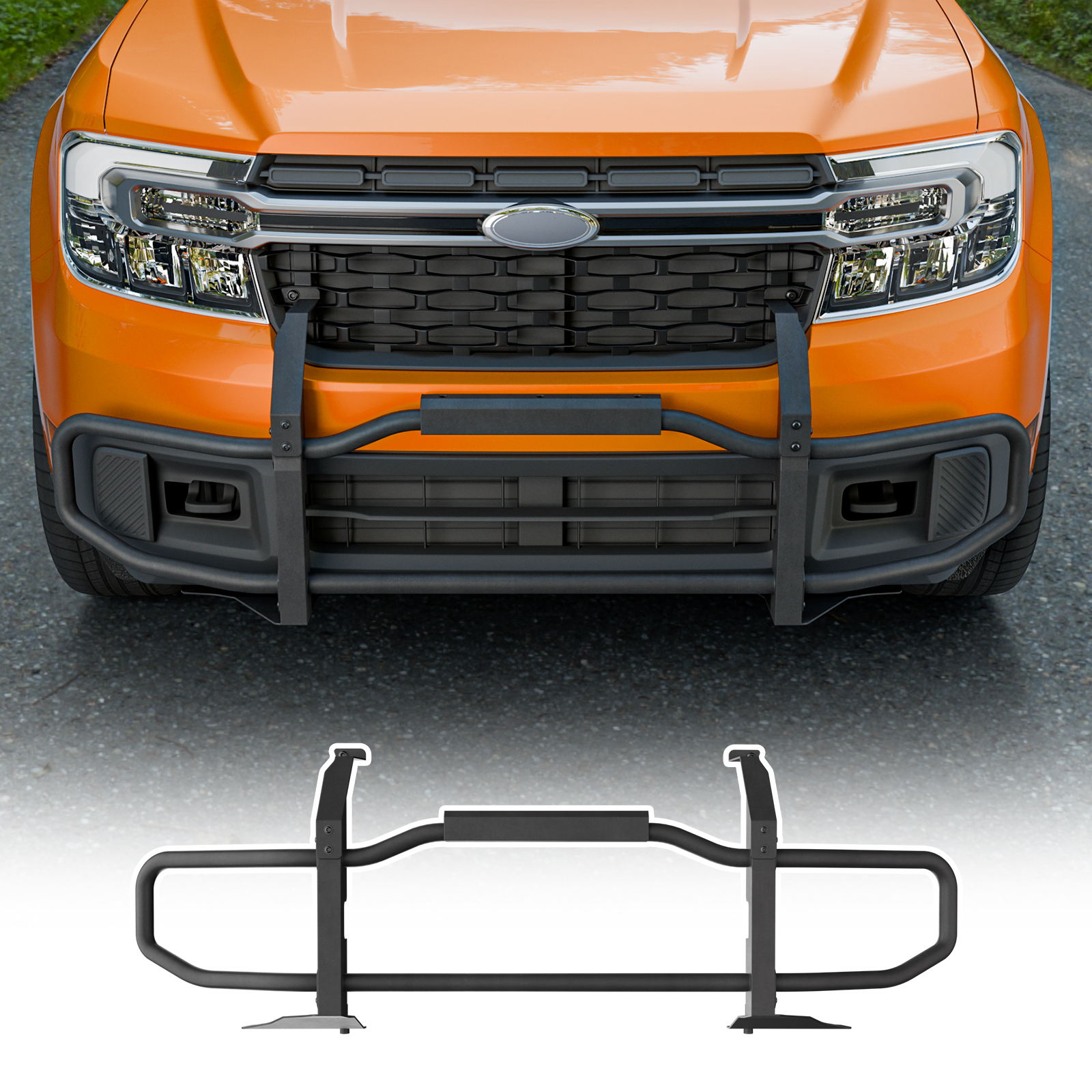 Maxzina Bull Bar Compatible with 2022-2024 Ford Maverick XLT (Not for 2025 2026) Front Bumper Carbon Steel Bolt-On Grill Bar Bumper Grille Brash Gurad