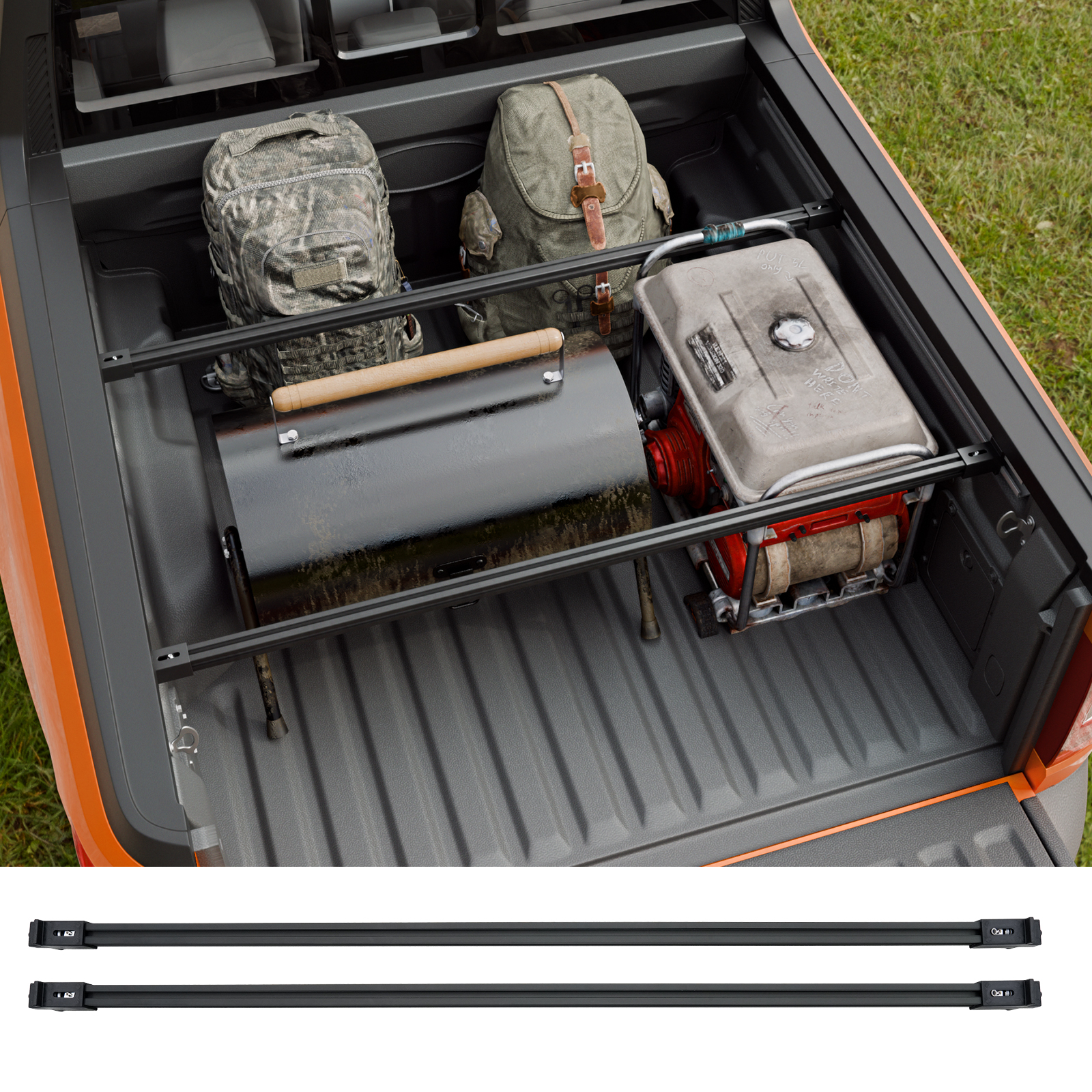 Maxzina Side Rail Cargo Bars Compatible with 2022-2025 2026 Ford Maverick Cargo Divider Bars Truck Bed Side Rail Sliding T-Slot Crossbars for 2024 Maverick Accessories (2PCS)