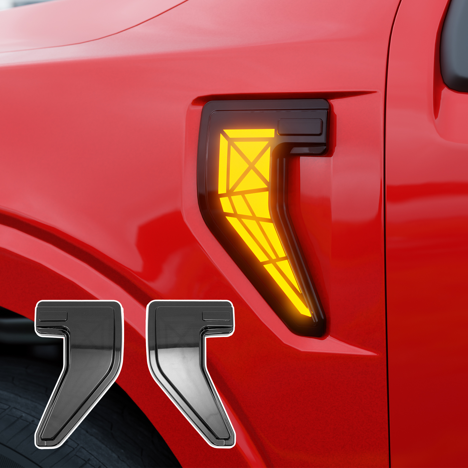 Maxzina Side Marker Lights Compatible with 2024-2025 Ford F150 Side Marker Lamps Plug-and-Play ABS Plastic Housing Waterproof LED Lights Auxiliary Lamps for F-150 Accessories