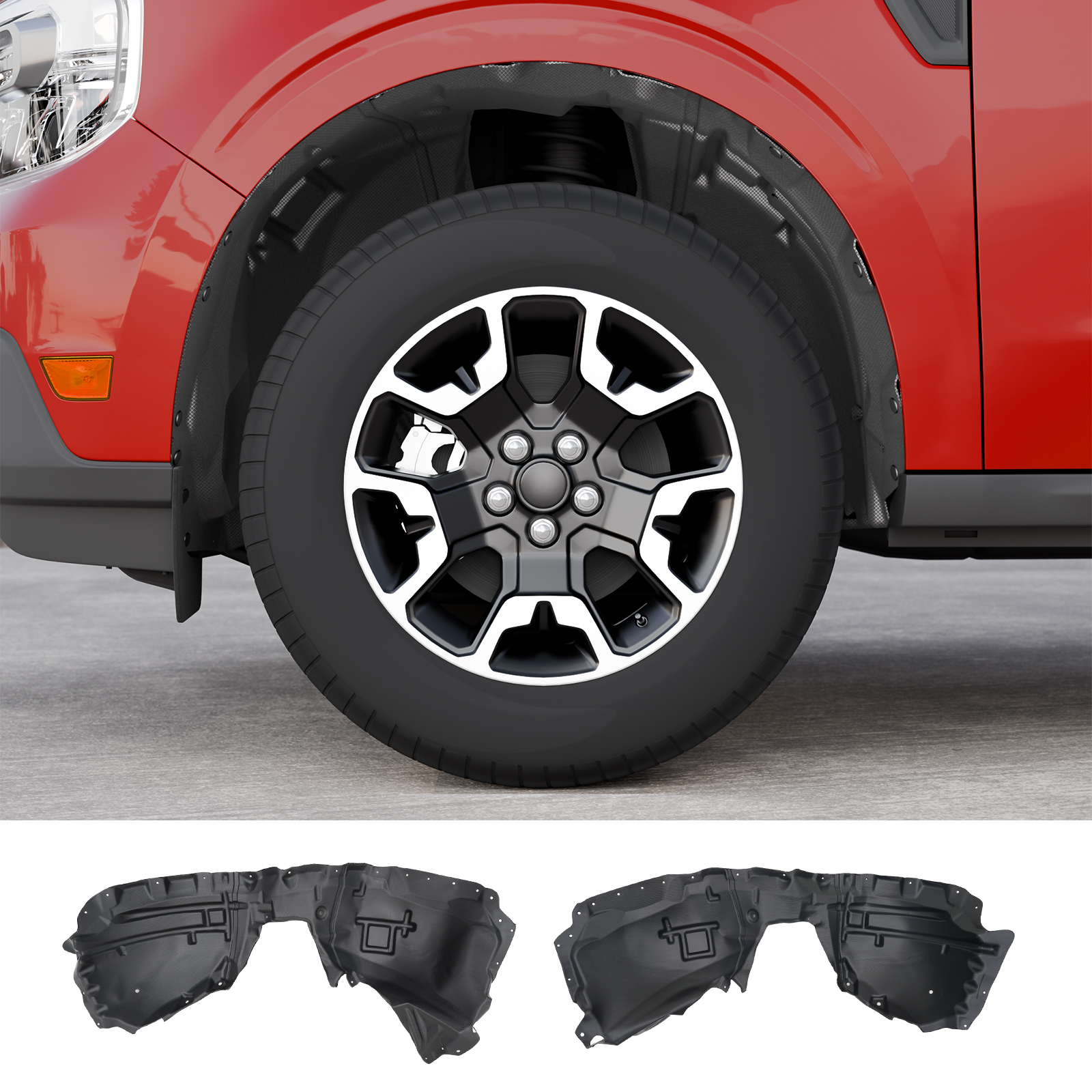 Maxzina Front Wheel Well Liners Compatible with 2022-2025 2026 Ford Maverick Front Well Guards Driver & Passenger Side No Drilling Inner Tire Fenders Splash Liners for 2024 Maverick Accessories (2PCS)
