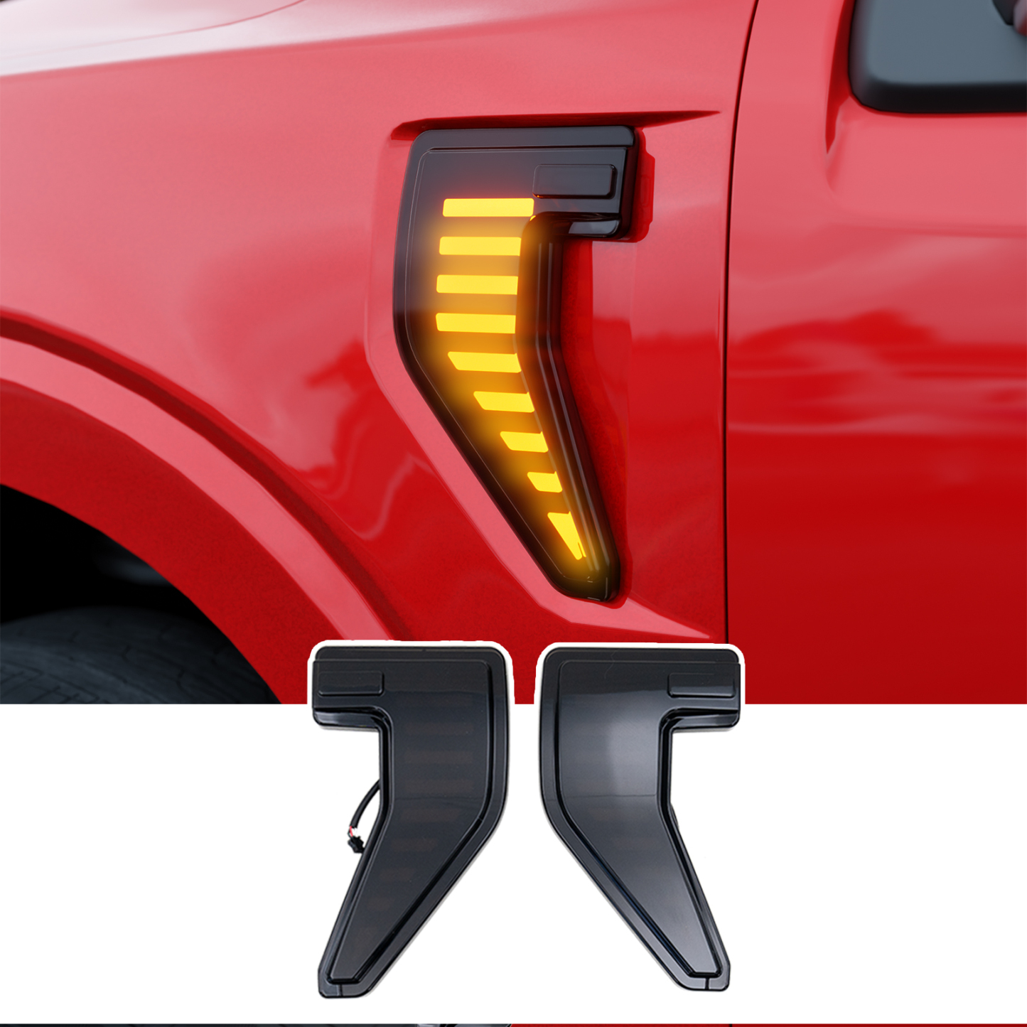 Maxzina Side Marker Lights Compatible with 2024-2025 Ford F150 Side Marker Lamps Plug-and-Play ABS Plastic Housing Waterproof LED Lights Auxiliary Lamps for F-150 Accessories