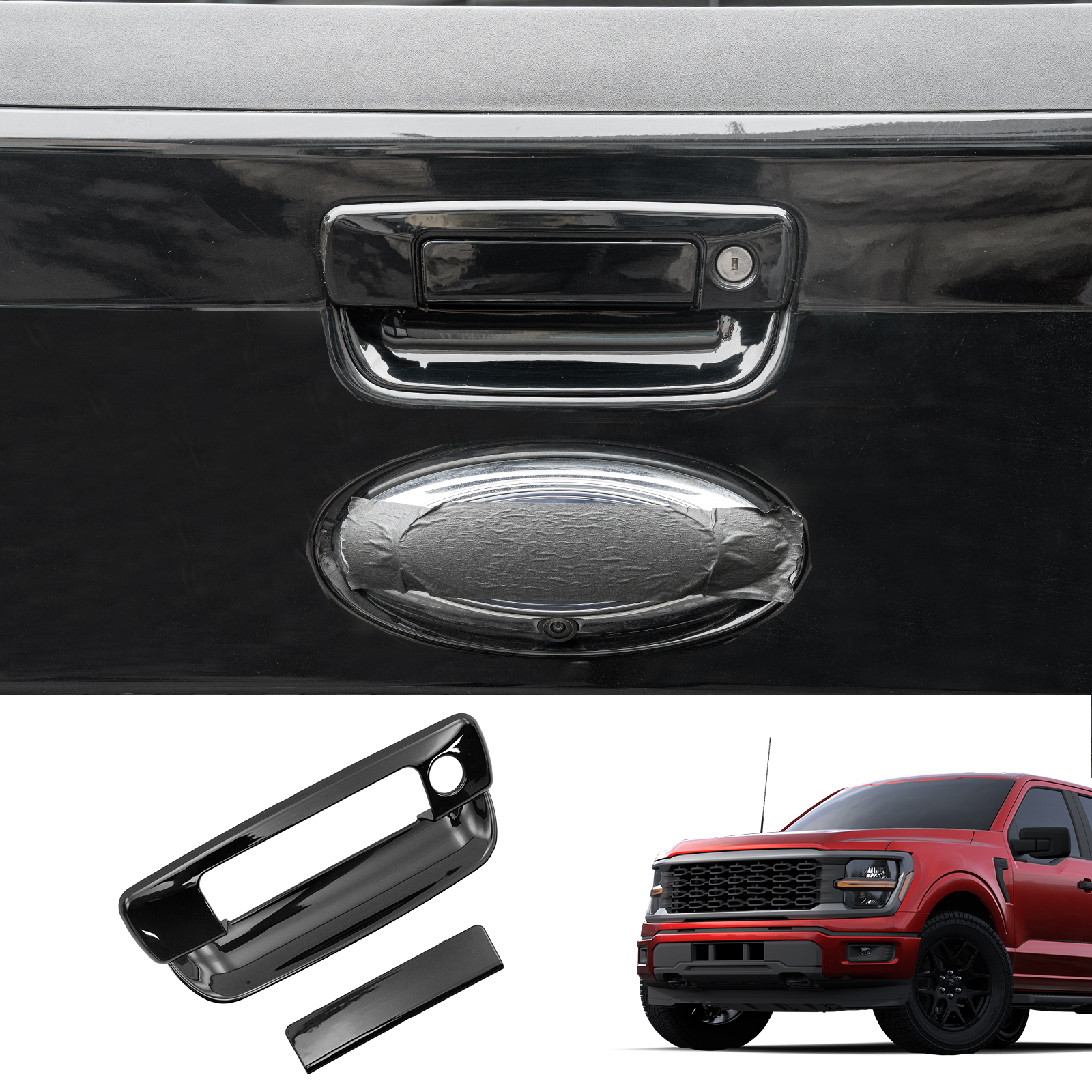 Maxzina Tailgate Handle Cover Compatible with 2022-2025 Ford Maverick Truck Tailgate Handle Trim Decoration ABS Plastic Scratch Protector