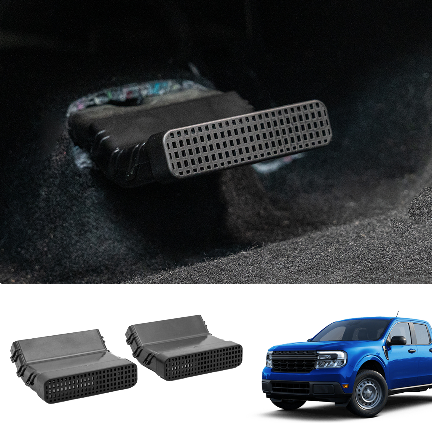 Maxzina Under Seat Vent Deflectors Compatible with 2022-2025 Ford Maverick Rear Air Conditioning Vent Cover Plug-in Rear Floor AC Vent Filter Air Vent Extension 