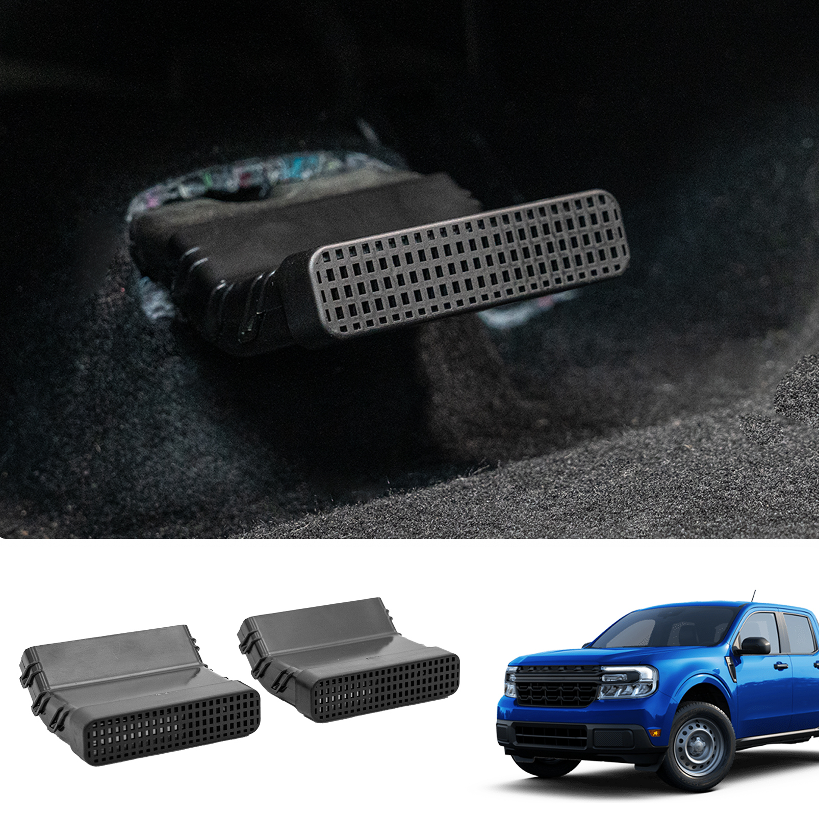 Maxzina Under Seat Vent Deflectors Compatible with 2022-2025 Ford Maverick Rear Air Conditioning Vent Cover Plug-in Rear Floor AC Vent Filter Air Vent Extension 