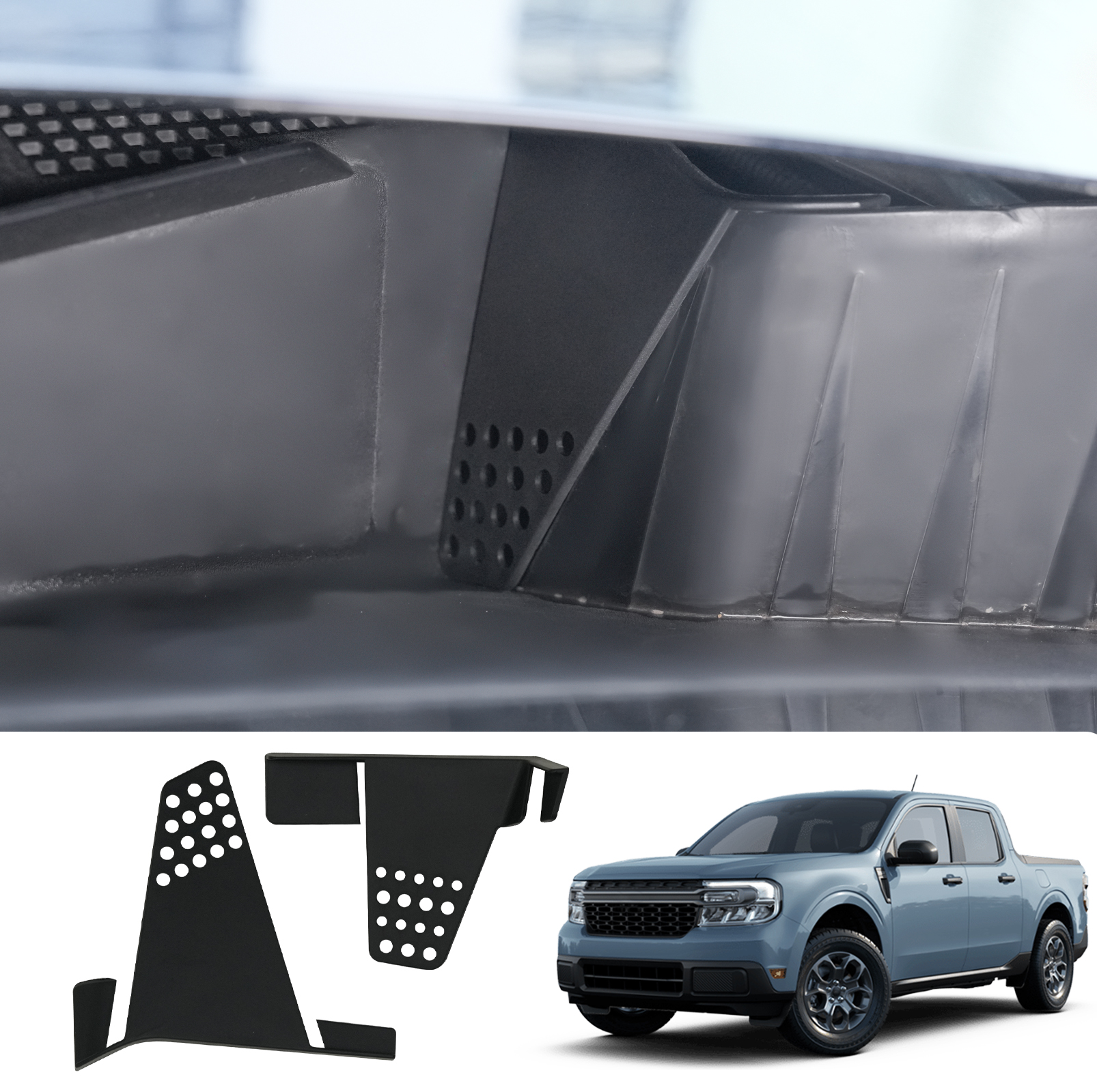 Maxzina Hood Water Barrier Compatible with 2022-2025 Ford Maverick Hood Water Drain Grille Front Trunk Water Channel Debris Filter Anti Clogging Grid 2PCS