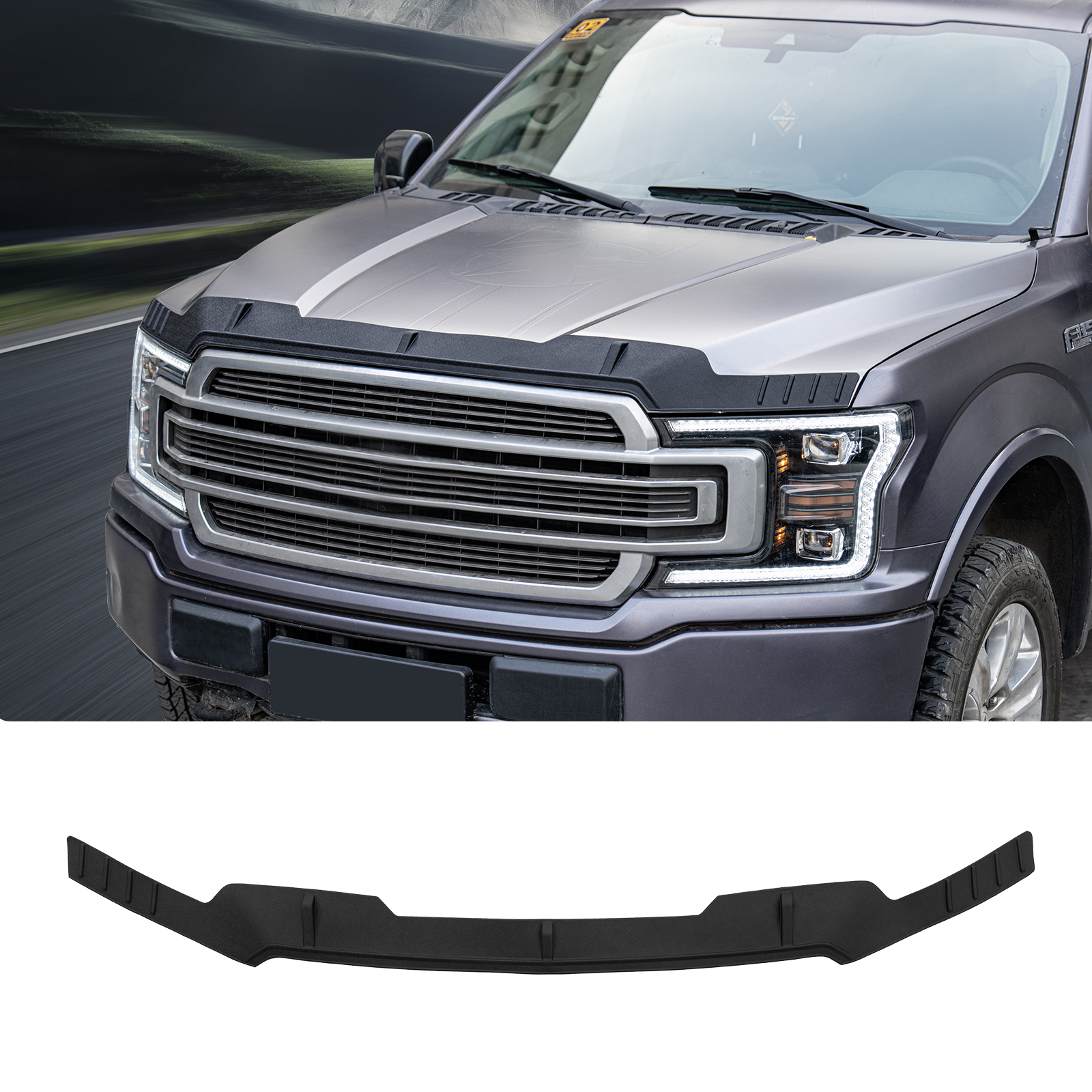 Maxzina Hood Protector Compatible with 2015-2020 Ford F150 Hood Shield TPE Hood Deflector Hood Guard