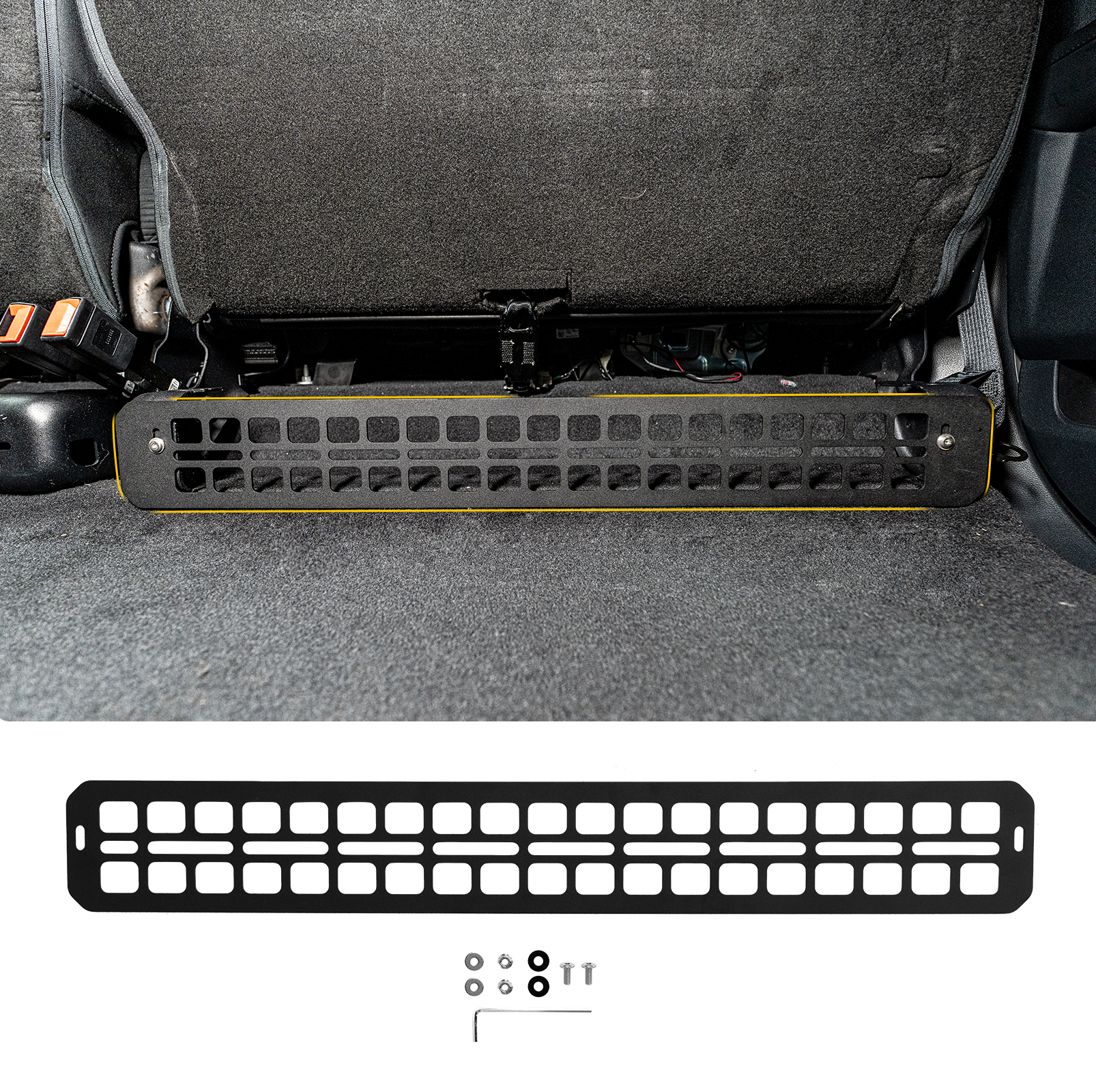 Maxzina Seat Bottom Divider Panel Compatible with Ford F150 2015+ Raptor 2015+ Super Duty 2017+ Under Seat Molle Panel Second Row Storage Panel 2nd Row Under Seat Organizer