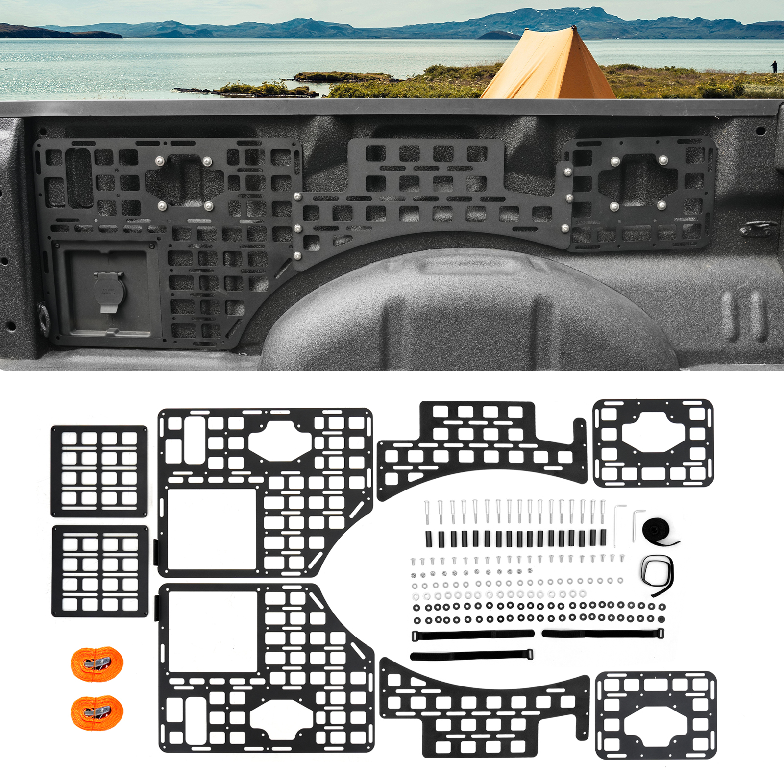 Maxzina Side Bed Panel Compatible with 2015-2025 Ford F150 Side Molle Panel Truck Bed Panel Rear Cargo Storage Shelf Replacement