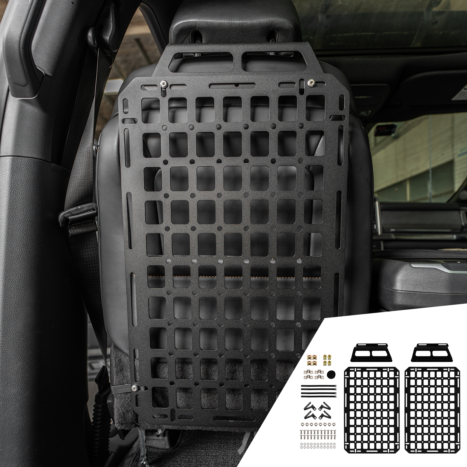 Maxzina Tactical Seat Back Molle Panel Compatible with 2015-2025 Ford F150 Tactical Seat Back Organizers Rigid Molle Panel Seat Back Storage Shelf Organizer