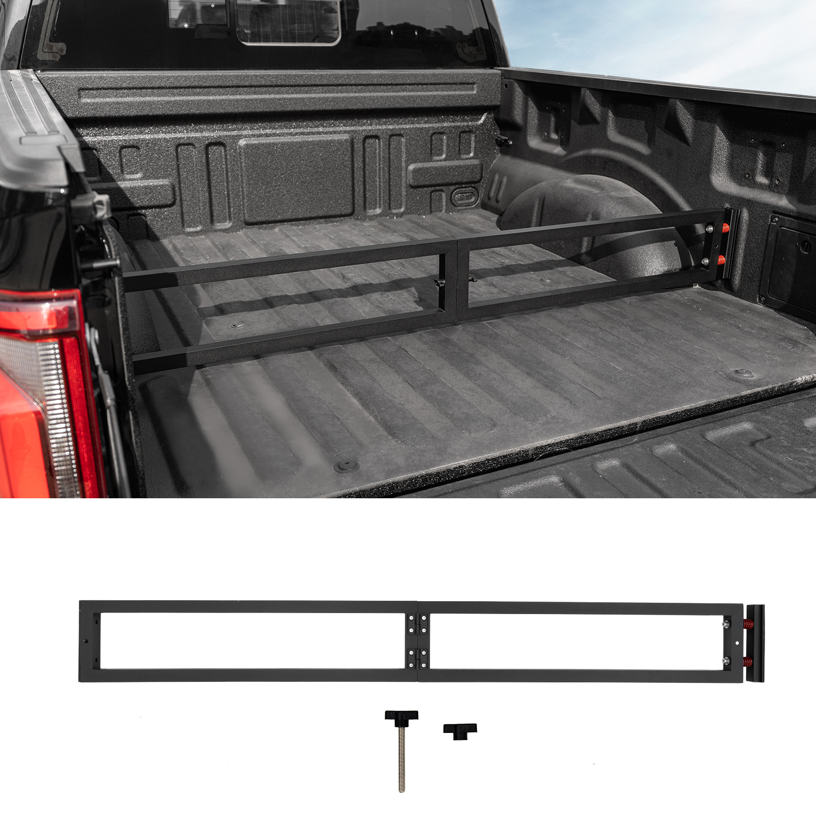 Maxzina Truck Bed Divider Compatible with 2024 2025 Ford F150 Cargo Divider Trunk Organizer Aluminum Alloy Luggage Divider Replacement