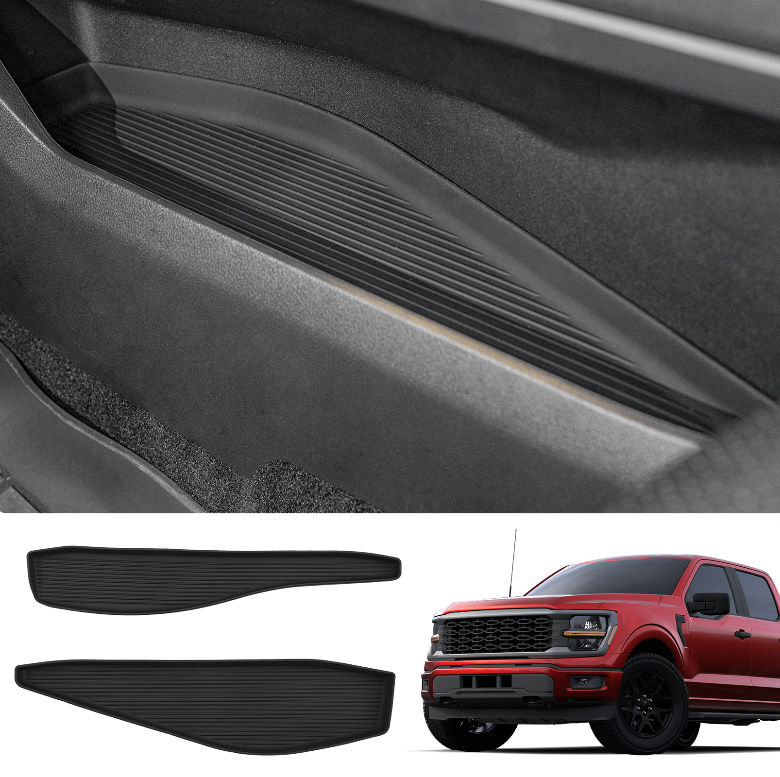 Maxzina Gear Shift Side Storage Compatible with 2021-2025 Ford F150 Center Console Side Lower Storage Tray Gear Shifter Organizers 2PCS