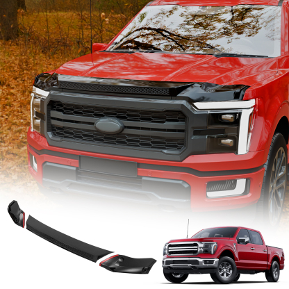 Maxzina ABS Hood Protector Compatible with 2021-2026 Ford F150 XL/STX/XLT/Lariat Hood Shield Bug Deflector 3-Piece Bonnet Guard for 2025 Ford F-150 Accessories