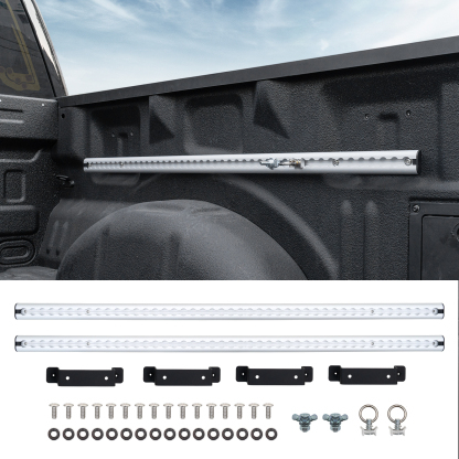 Maxzina Trail Rail System Compatible with 2015-2025 Ford F150 L-Track Side Rail Track Aluminum Alloy Silver Cargo Management Truck Bed Rail Tie Down System