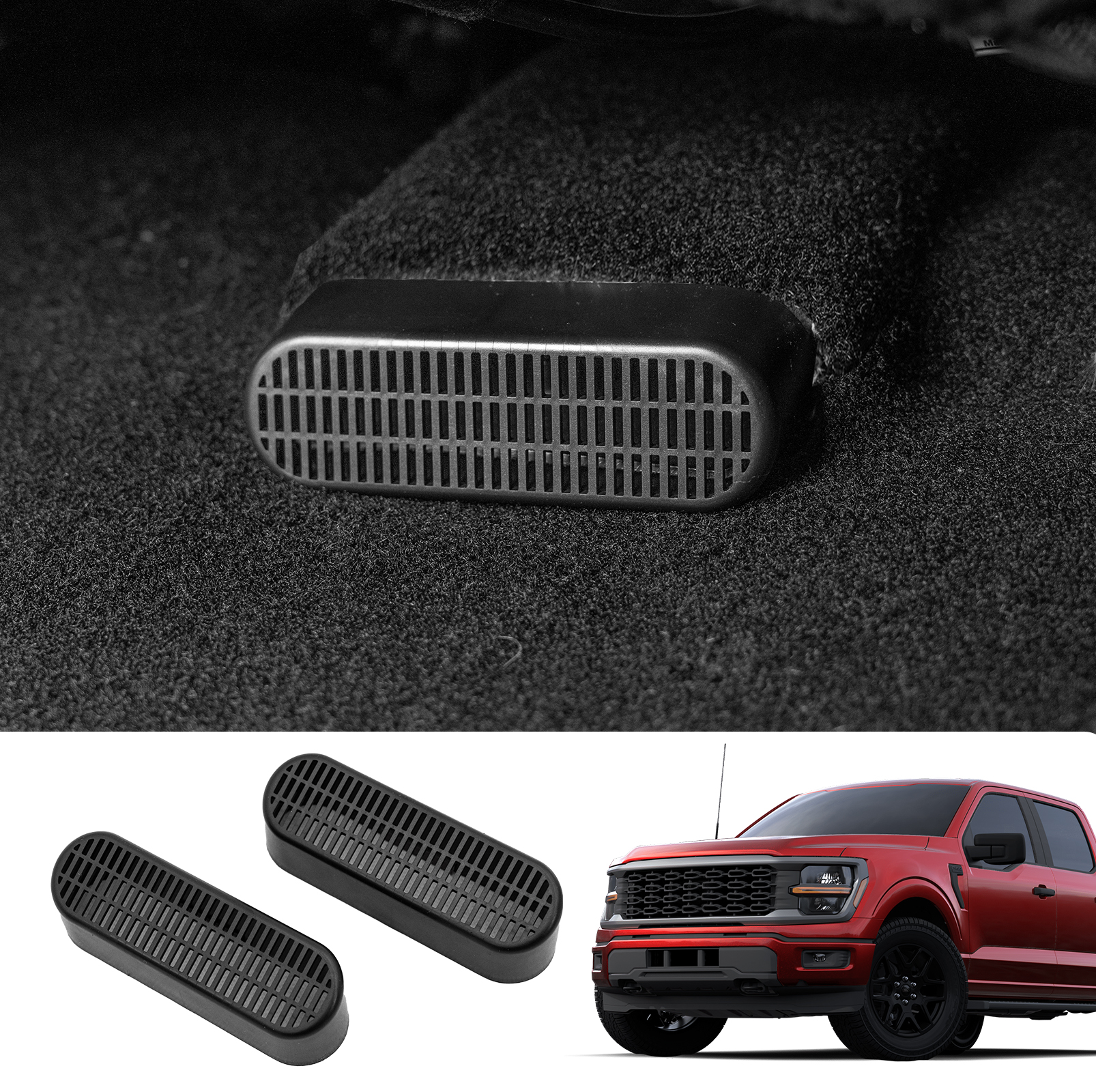 Maxzina Under Seat Vent Deflectors Compatible with 2015-2025 Ford F150 Rear Air Conditioning Vent Cover Plug-in Rear Floor AC Vent Filter Cooler Summer Air Vent Extension