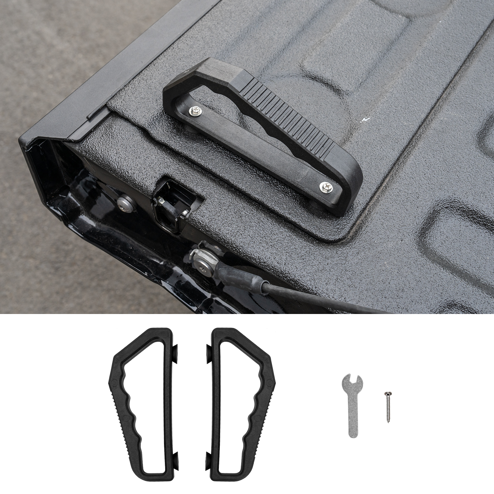 Maxzina Tailgate Grab Handle Compatible with 2015-2025 Ford F150 Tailgate Lift Assist Handle Auxiliary Step Grip Truck Bed Cargo Tie Down Point Nylon Versatile Assembly 2PCS