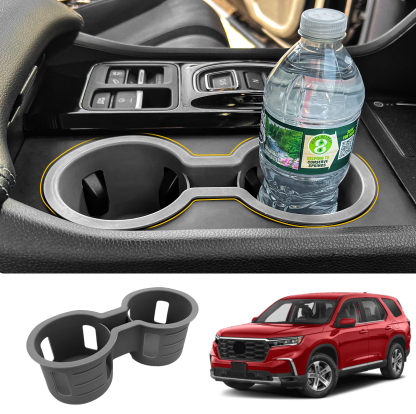 Maxzina Cup Holder Compatible with 2023-2025 Honda Pilot Car Center Console Cup Holder Silicone Insert Storage Box Interior Armrest Organizer for 2024 2025 Honda Ridgeline&Passport Accessories (Black)