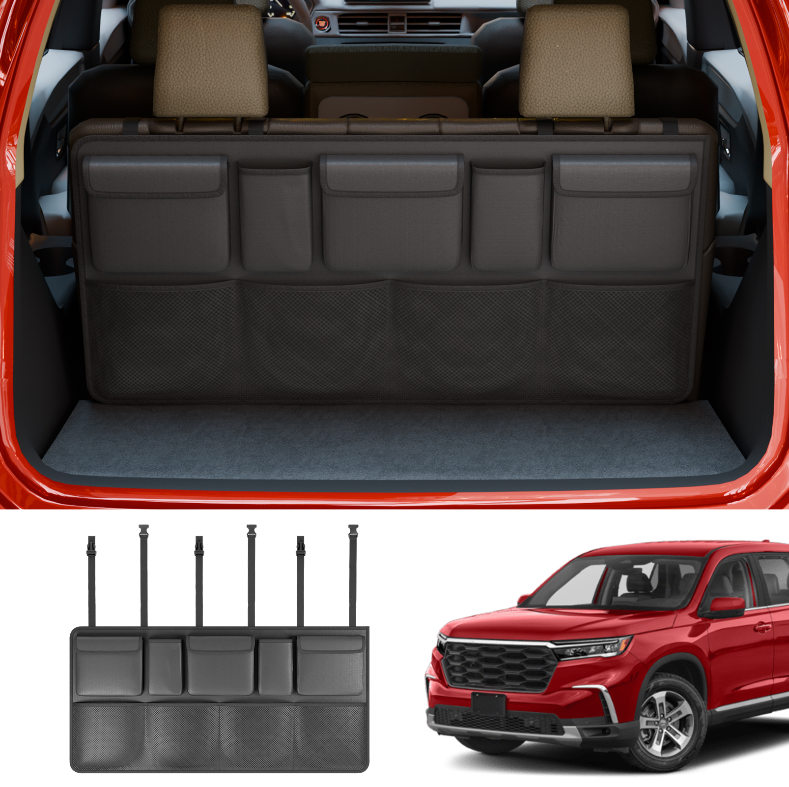 Maxzina Car Trunk Organizer Compatible with 2023-2025 Pilot Backseat Hanging Organizer Collapsible Oxford Cloth Car Storage Bag with 9 Pockets