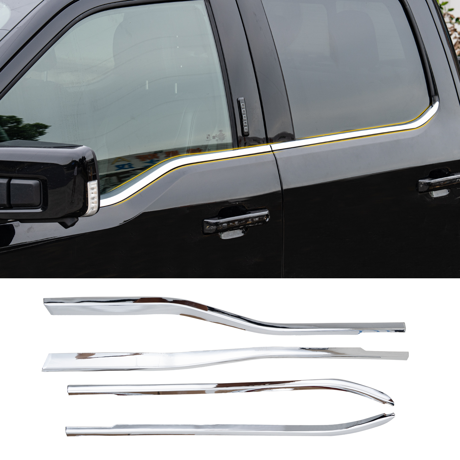 Maxzina Window Trim Compatible with 2021-2025 Ford F150 Supercrew ABS 