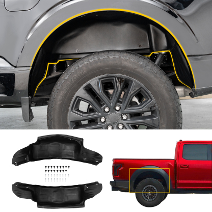 Maxzina Rear Wheel Well Liners Compatible with 2021-2025 Ford F150 (Not for Raptor) Rear Wheel Arch Liners No Drilling Well Guards Tire Inner Fenders
