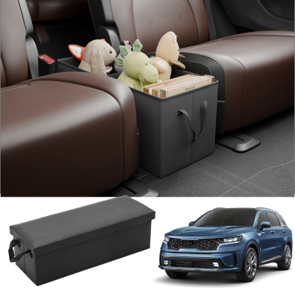 Maxzina Seat Aisle Storage Box Compatible with 2021-2025 2026 Kia Sorento Rear Car Seat Organizer Foldable Backseat Console Organizer 2nd Row Travel Storage Box for 2025 Sorento 6 Seats Accessories