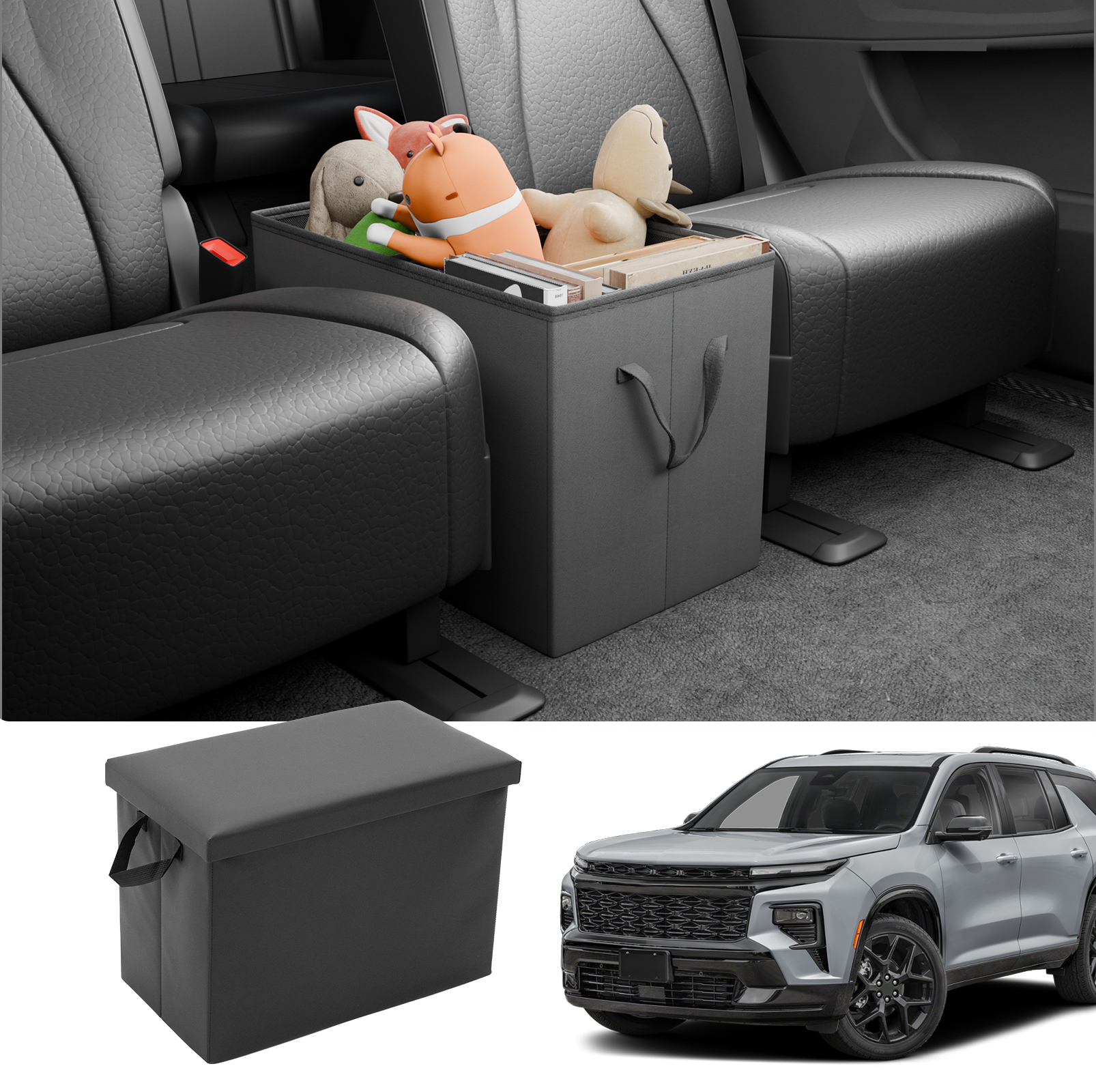 Maxzina Seat Aisle Storage Box Compatible with 2018-2025 2026 Chevrolet Traverse Rear Car Seat Organizer Foldable Backseat Console Organizer 2nd Row Travel Storage Chevy Traverse 7 Seat Accessories