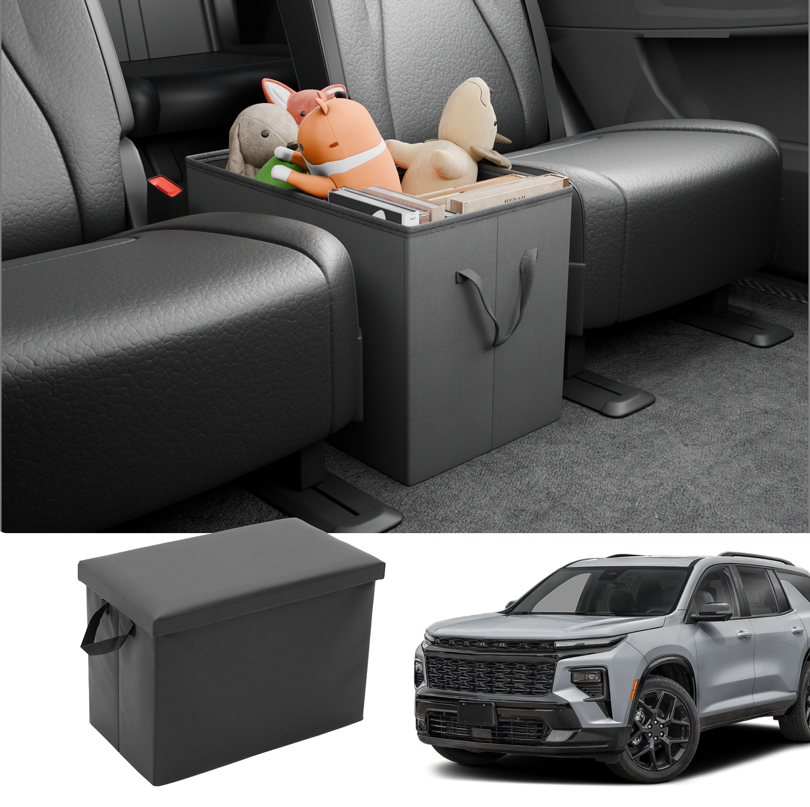 Maxzina Seat Aisle Storage Box Compatible with 2018-2025 2026 Chevrolet Traverse Rear Car Seat Organizer Foldable Backseat Console Organizer 2nd Row Travel Storage Chevy Traverse 7 Seat Accessories