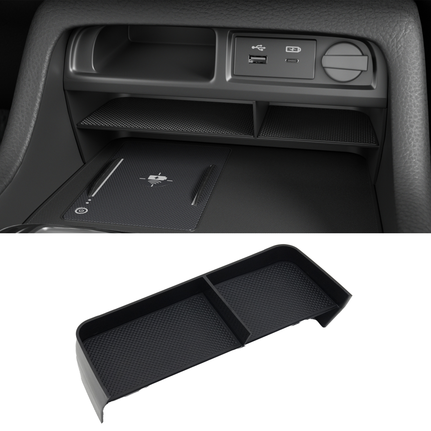 Maxzina Center Console Insert Divider Compatible with 2023-2025 Honda Pilot 2026 Passport Front Center Console Organizer Double Layer Three Compartment Storage Tray for 2024 Pilot Accessories