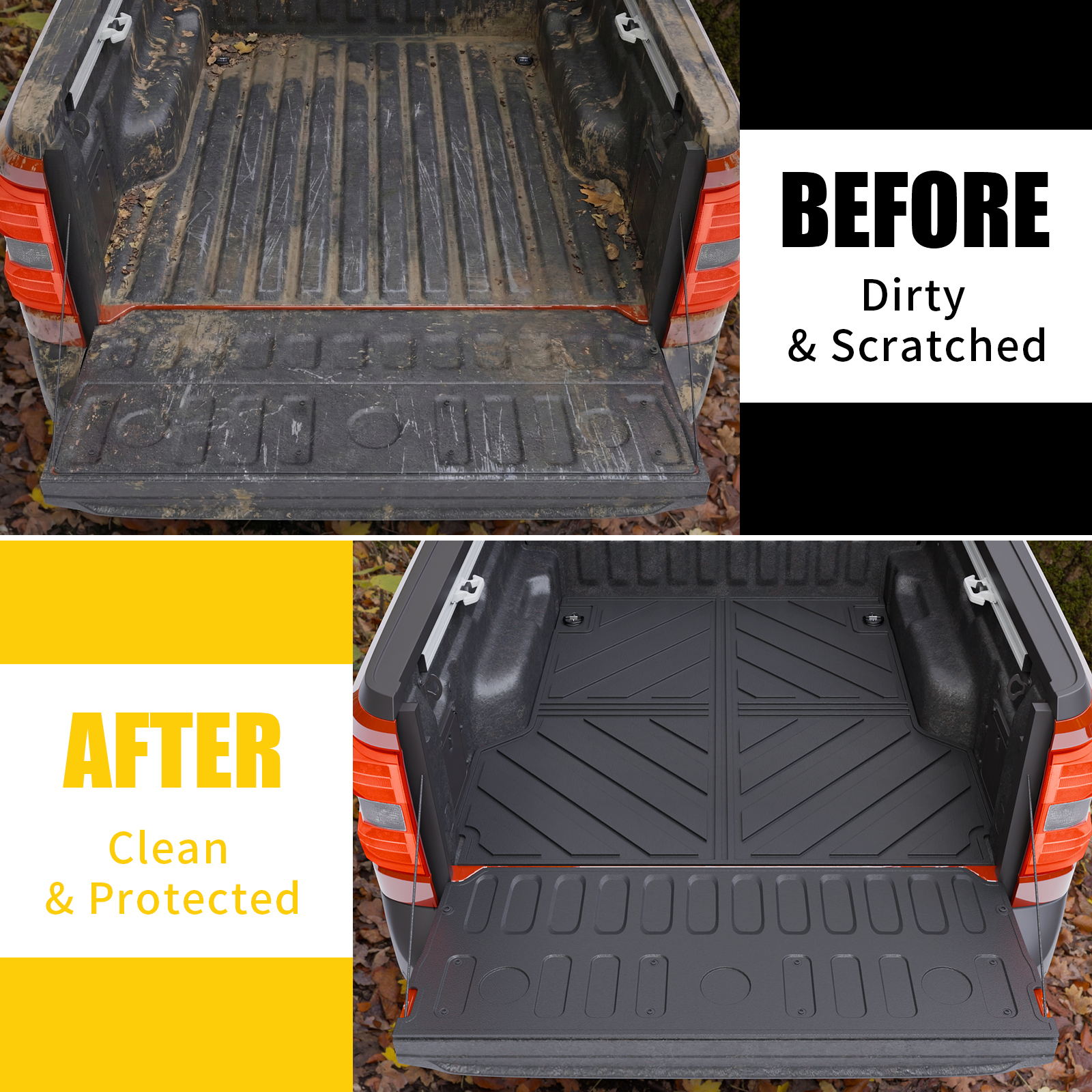 Maxzina Truck Bed Mat Compatible with 2022 2023 2024 2025 2026 Ford Maverick Bed Liner Protector Tailgate Protector Cargo Mat TPE Cargo Linder for Ford Maverick Accessories