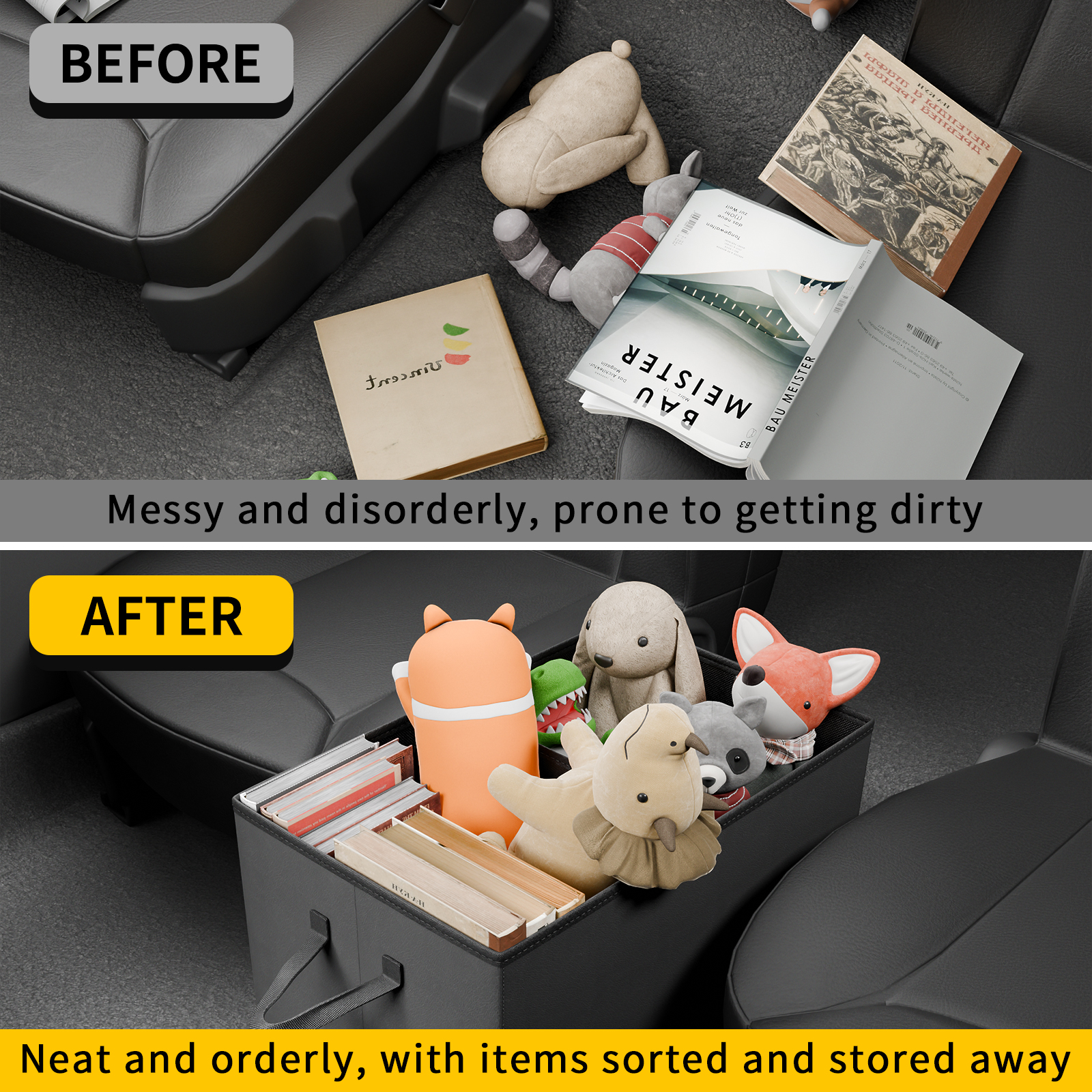 Maxzina Seat Aisle Storage Box Compatible with 2020-2025 2026 Ford Explorer Rear Car Seat Organizer Foldable Backseat Console Organizer 2nd Row Travel Storage Box for 2025 Explorer 6 Seats Accessories