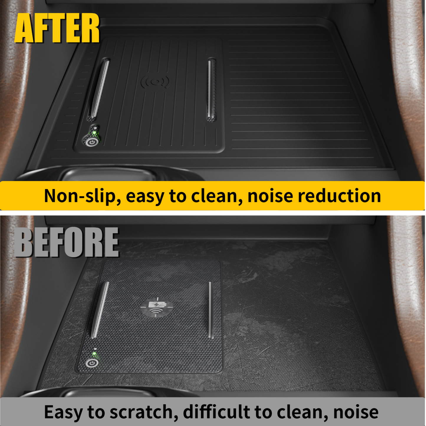 Maxzina Center Console Mat Compatible with 2023 2024 2025 Honda Pilot Interior Wireless Charging Mat Center Console Anti-Slip Protector Pad Silicone