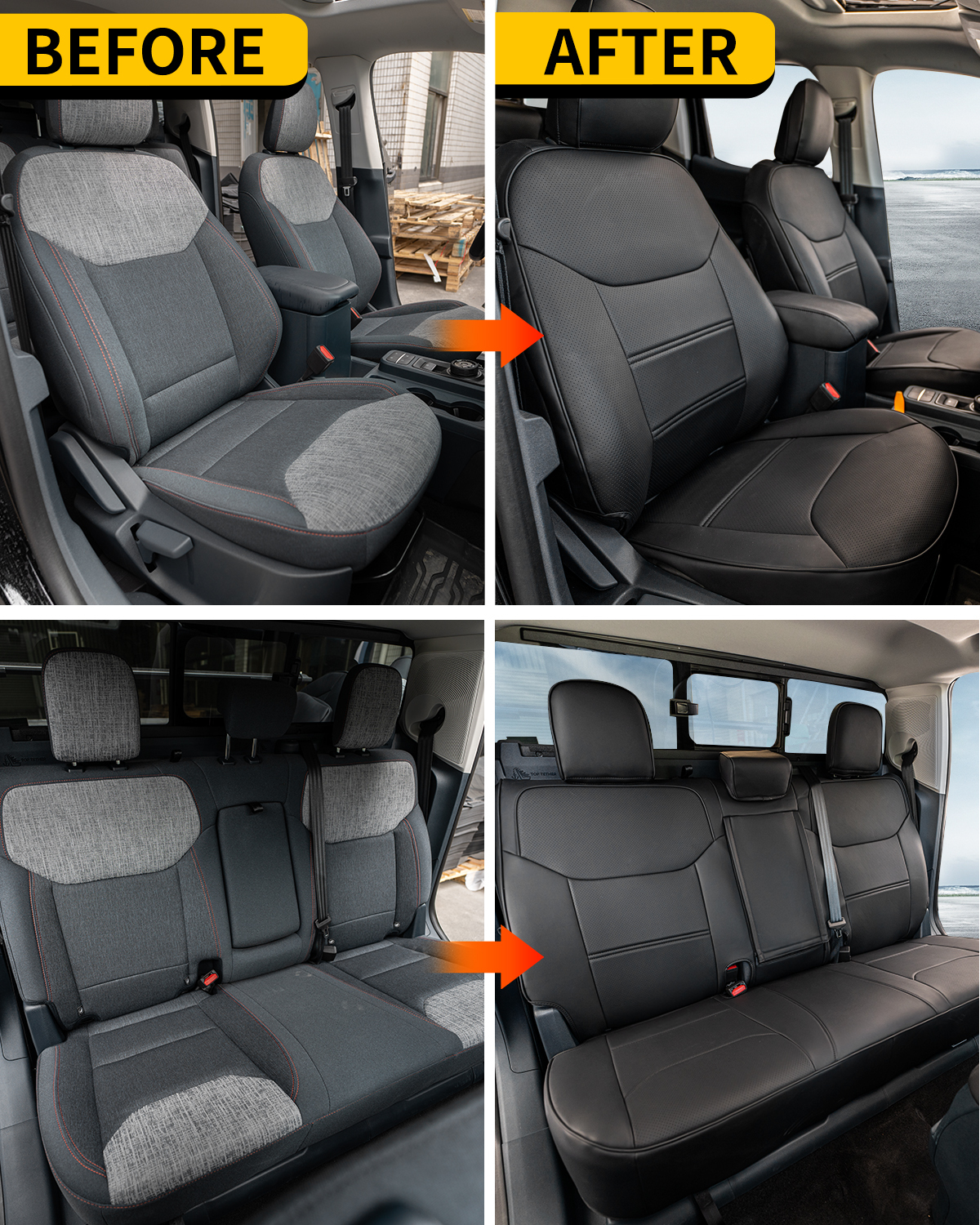 Maxzina 2022 2023 2024 2025 Ford Maverick Seat Cover Interior Protectors PU Leather Black 