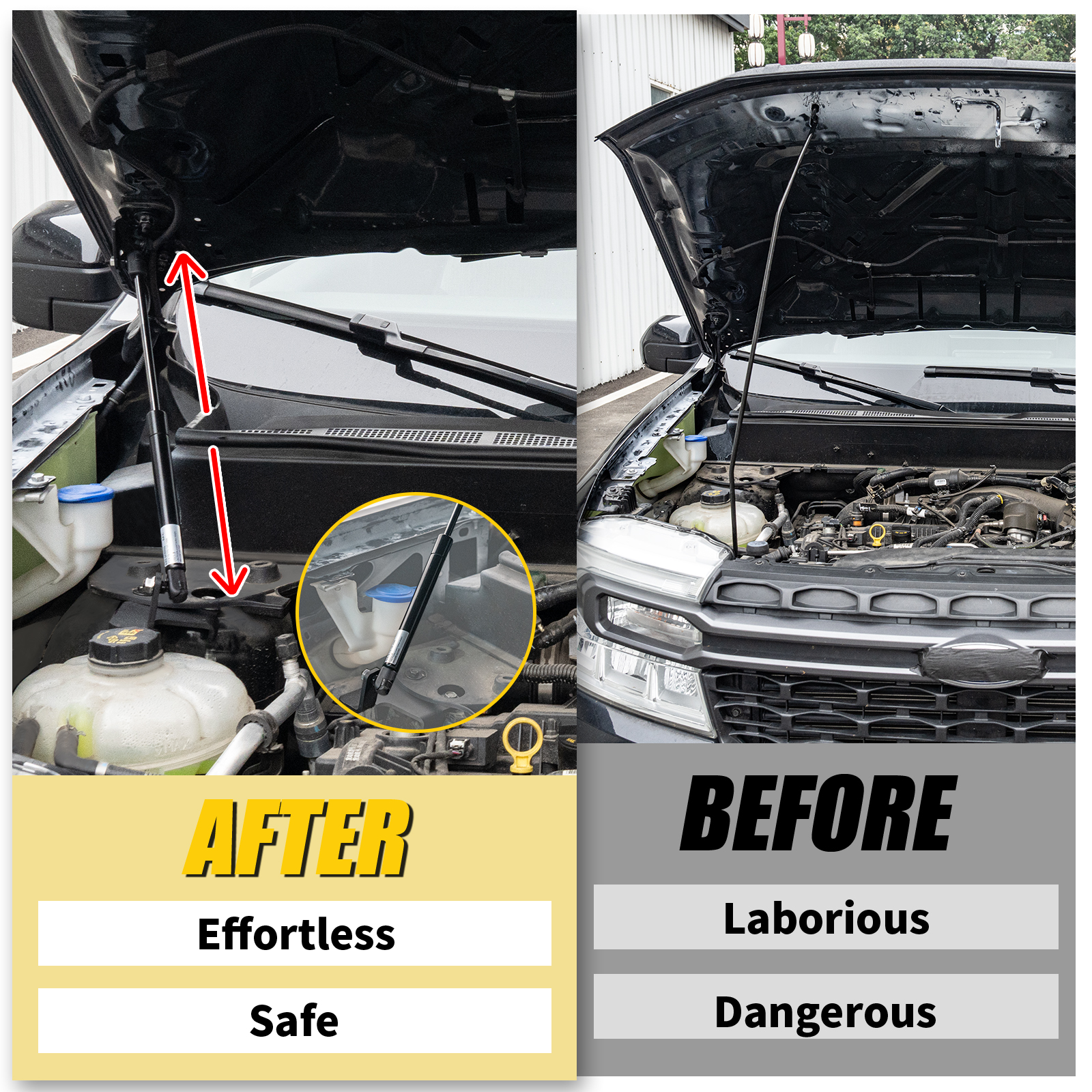 Maxzina Hood Lift Supports Compatible with 2022-2025 Ford Maverick Gasline Front Hood Bonnet Shock Struts Gas Springs Shocks for 2024 Ford Maverick Accessories