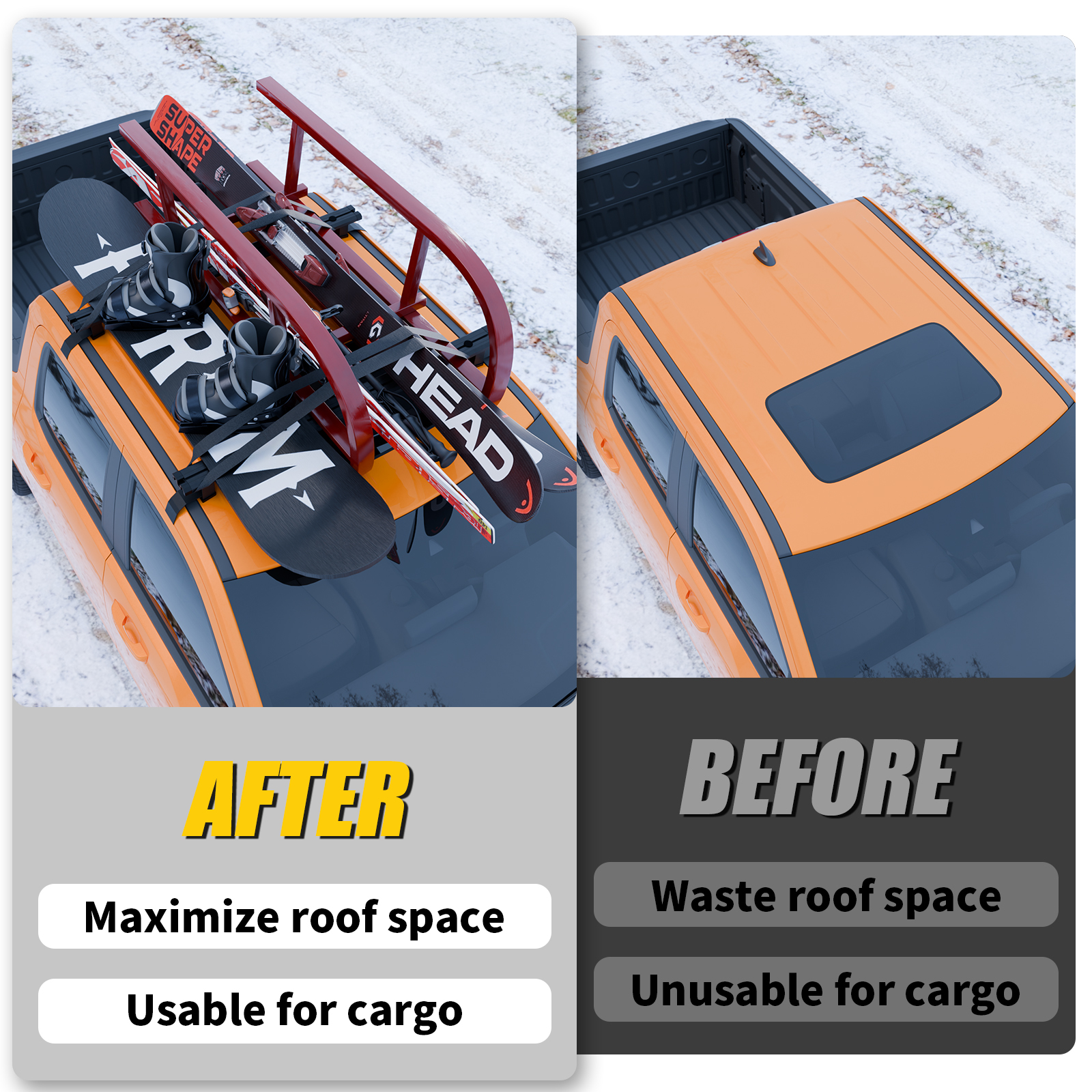 Maxzina 220lbs Roof Rack Cross Bars Compatible with 2022-2025 Ford Maverick 50" Aluminum Alloy T-Slot Truck Crossbar Roof Rack Rails Rooftop Luggage Cargo Carrier for 2024 Maverick Accessories