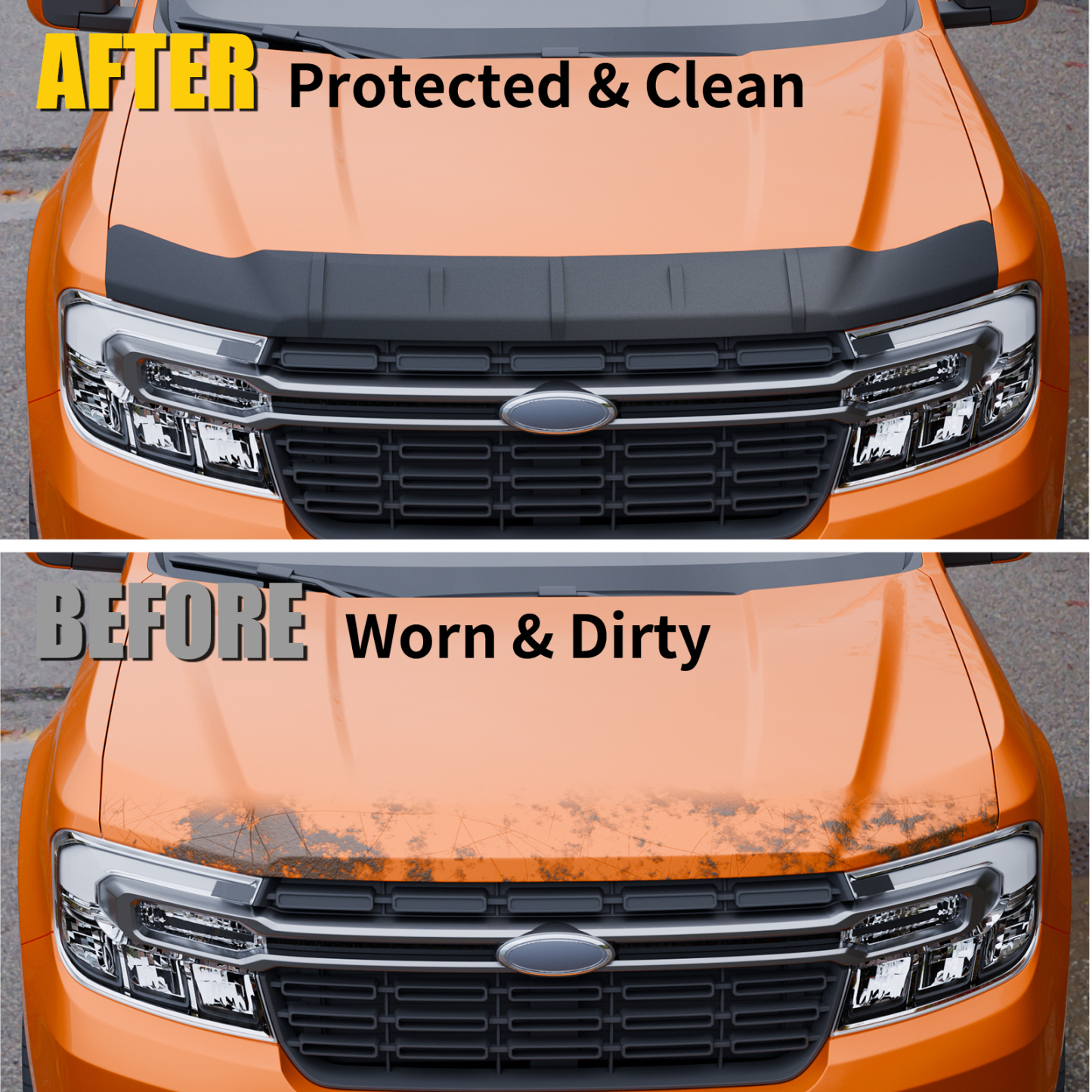 Maxzina Hood Protector Compatible with 2022-2024 2025 2026 Ford Maverick Hood Shield TPE Bug Deflector Bug Guard for 2025 Maverick Accessories