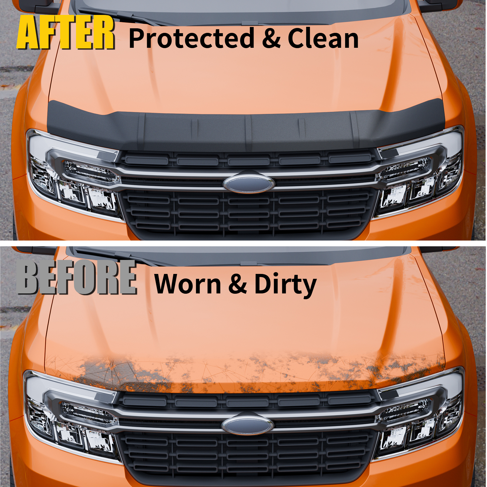 Maxzina Hood Protector Compatible with 2022-2024 2025 2026 Ford Maverick Hood Shield TPE Bug Deflector Bug Guard for 2025 Maverick Accessories