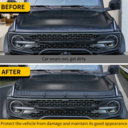 Maxzina TPE Hood Protector Compatible with 2021-2025 Ford Bronco (Not for Bronco Sport) Hood Shield Hood Deflector Hood Guard for 2024 Bronco Accessories