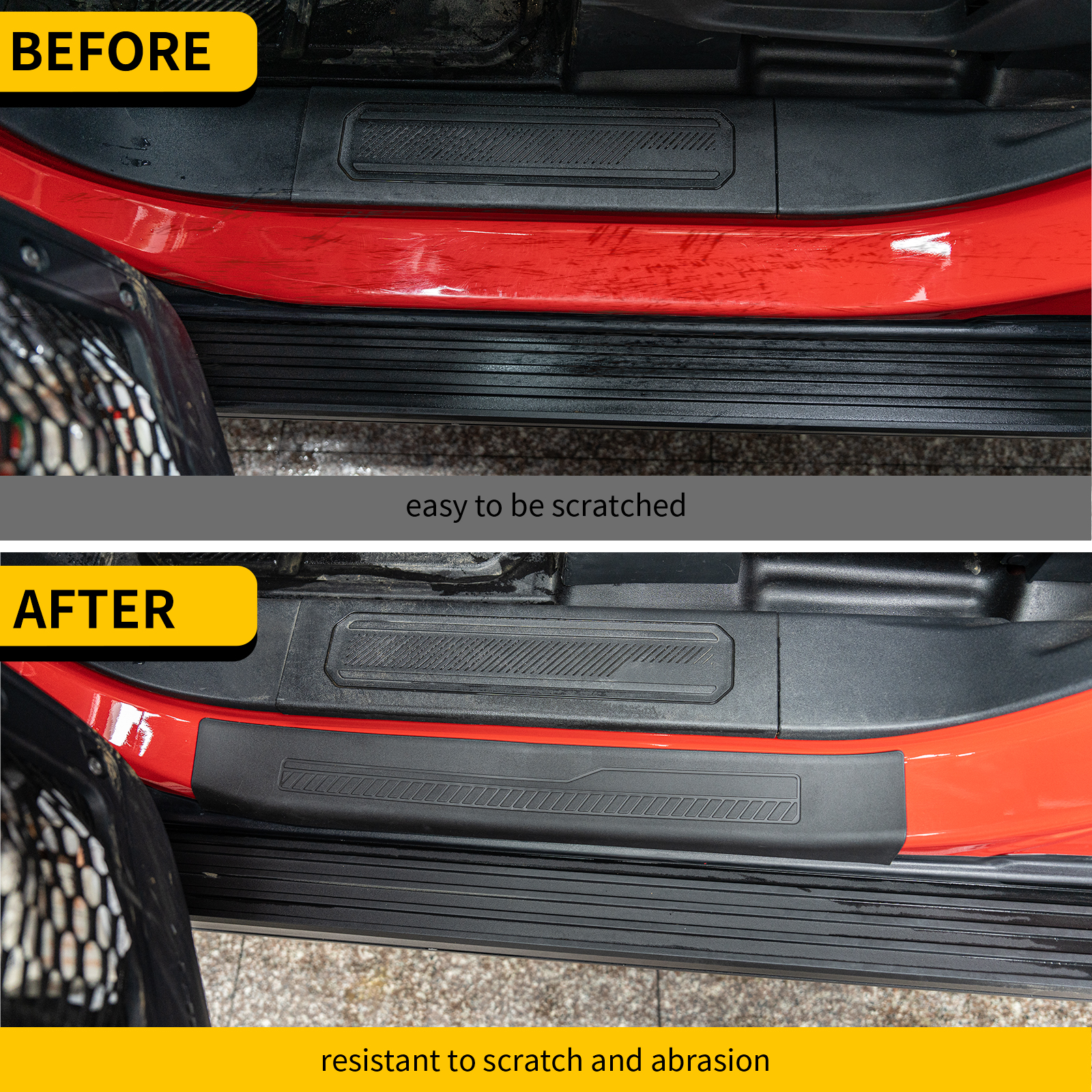 Maxzina Door Sill Protector Compatible with 2021-2025 2026 Ford Bronco Door Step Protector Side Edge Step Guard Car Dust Shield Cover for 2024 Bronco 4-Door Exterior Accessories