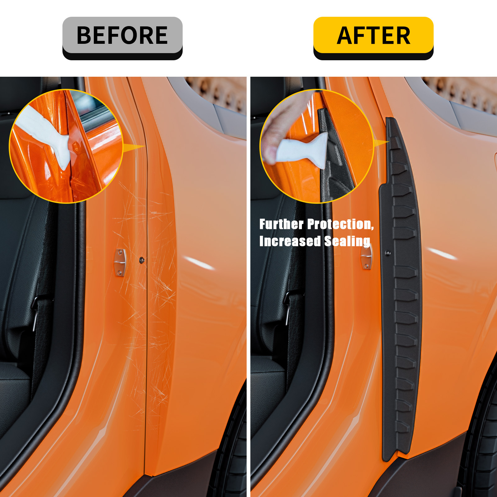 Maxzina Rear Door Edge Protectors Compatible with 2022-2025 2026 Ford Maverick TPE Rear Door Windshield Seal Strips