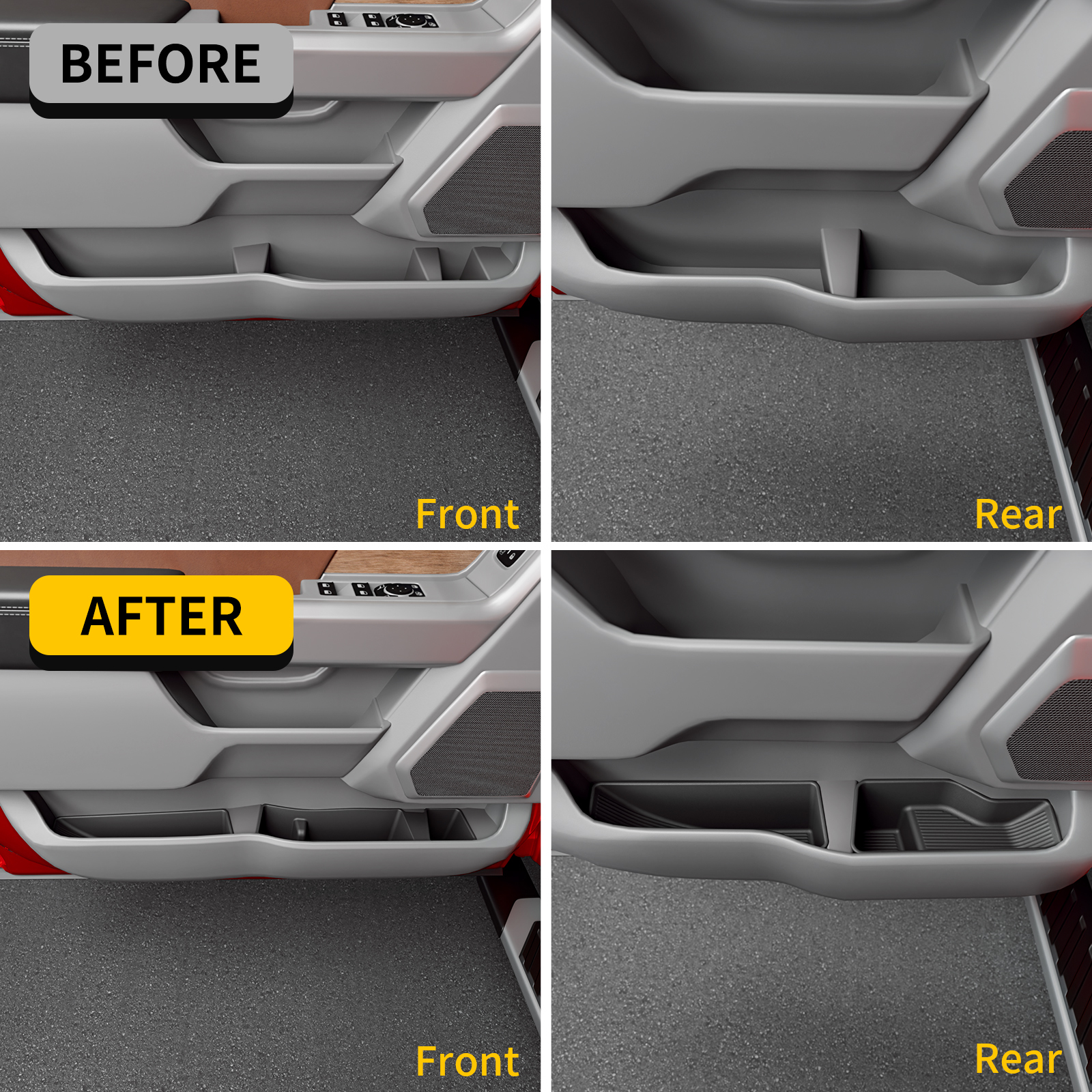 Maxzina Door Side Storage Tray Compatible with 2021-2025 2026 Ford F150 Side Door Storage Box Organizer Front & Rear 8PCS Silicone Car Side Phone Pocket for 2024 F-150 Accessories