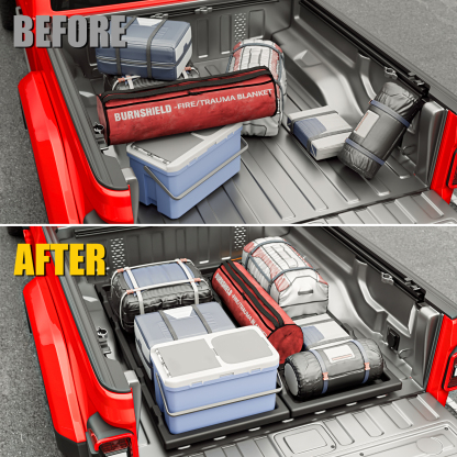 Maxzina Slide-Out Truck Bed Cargo Tray Compatible with Chevy Colorado Jeep Gladiator Toyota Tacoma Nissan Frontier Ford Ranger Honda Ridgeline HDPE Trolley System Accessories (4.8FT+ Bed ONLY)