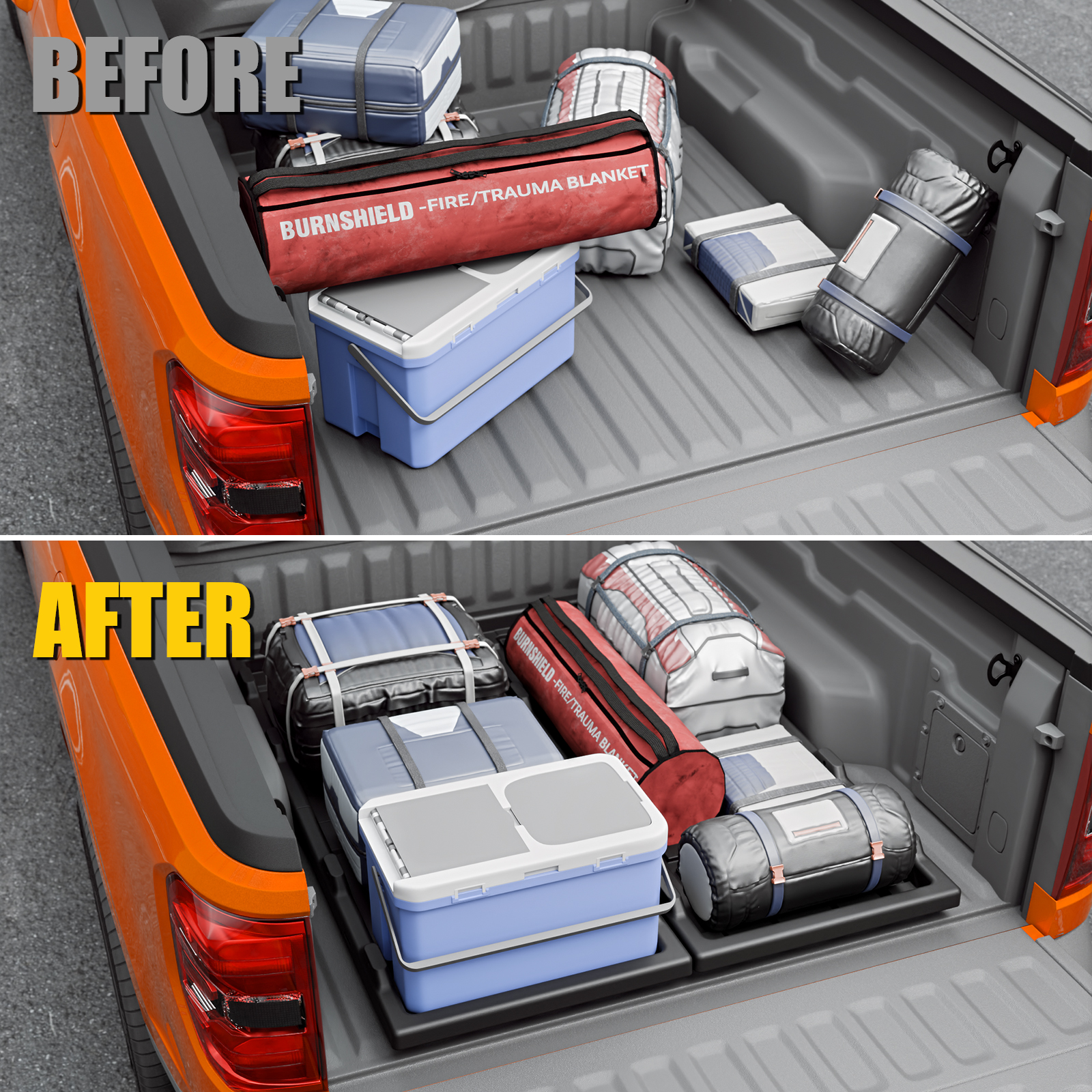 Maxzina Slide-Out Truck Bed Cargo Tray Compatible with 2022-2025 2026 Ford Maverick HDPE Lightweight Sliding Organizer Trolley System for 2024 Maverick Accessories (4.4FT+ Bed ONLY)